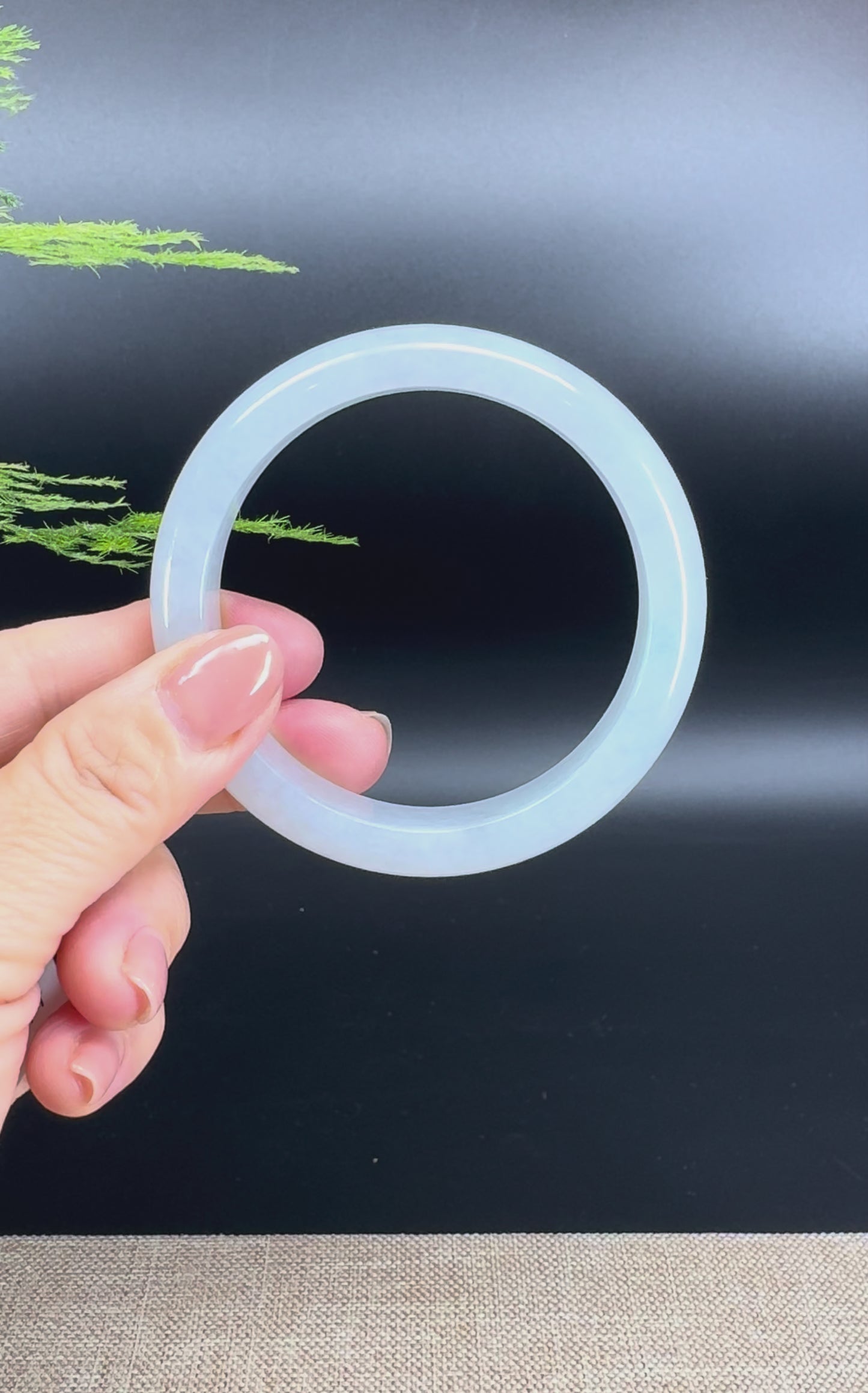 Load and play video in Gallery viewer, Genuine Burmese Ice Green Jade Jadeite Bangle Bracelet (58.4mm)
