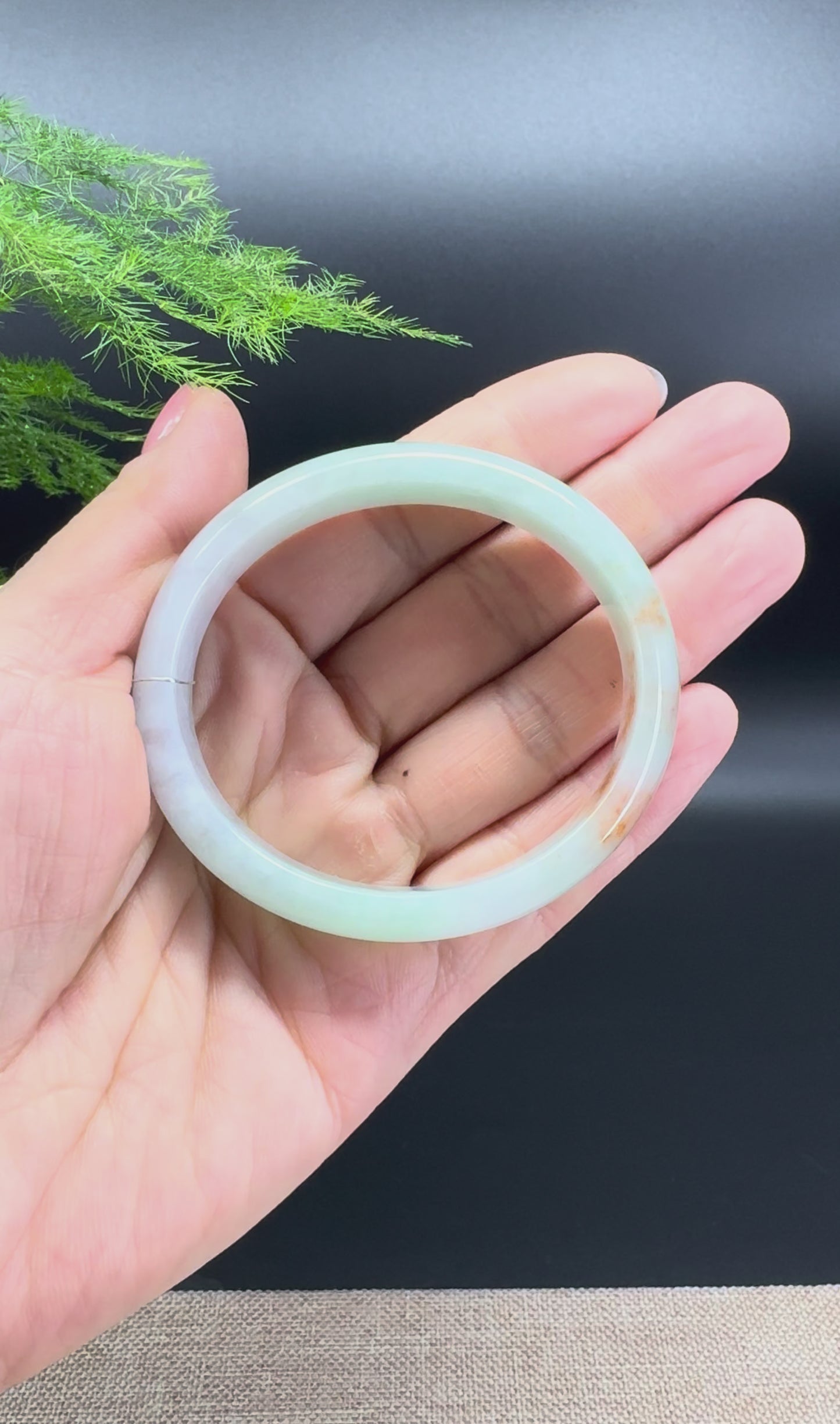 Load and play video in Gallery viewer, Genuine Burmese Yellow Green Jade Jadeite Bangle Bracelet ( 54.4*48.6mm )
