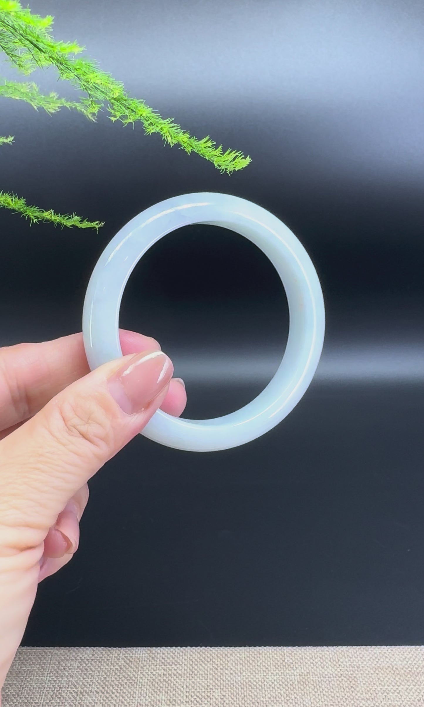 Genuine Burmese Lavender Green Jade Jadeite Bangle Bracelet ( 56.2mm )