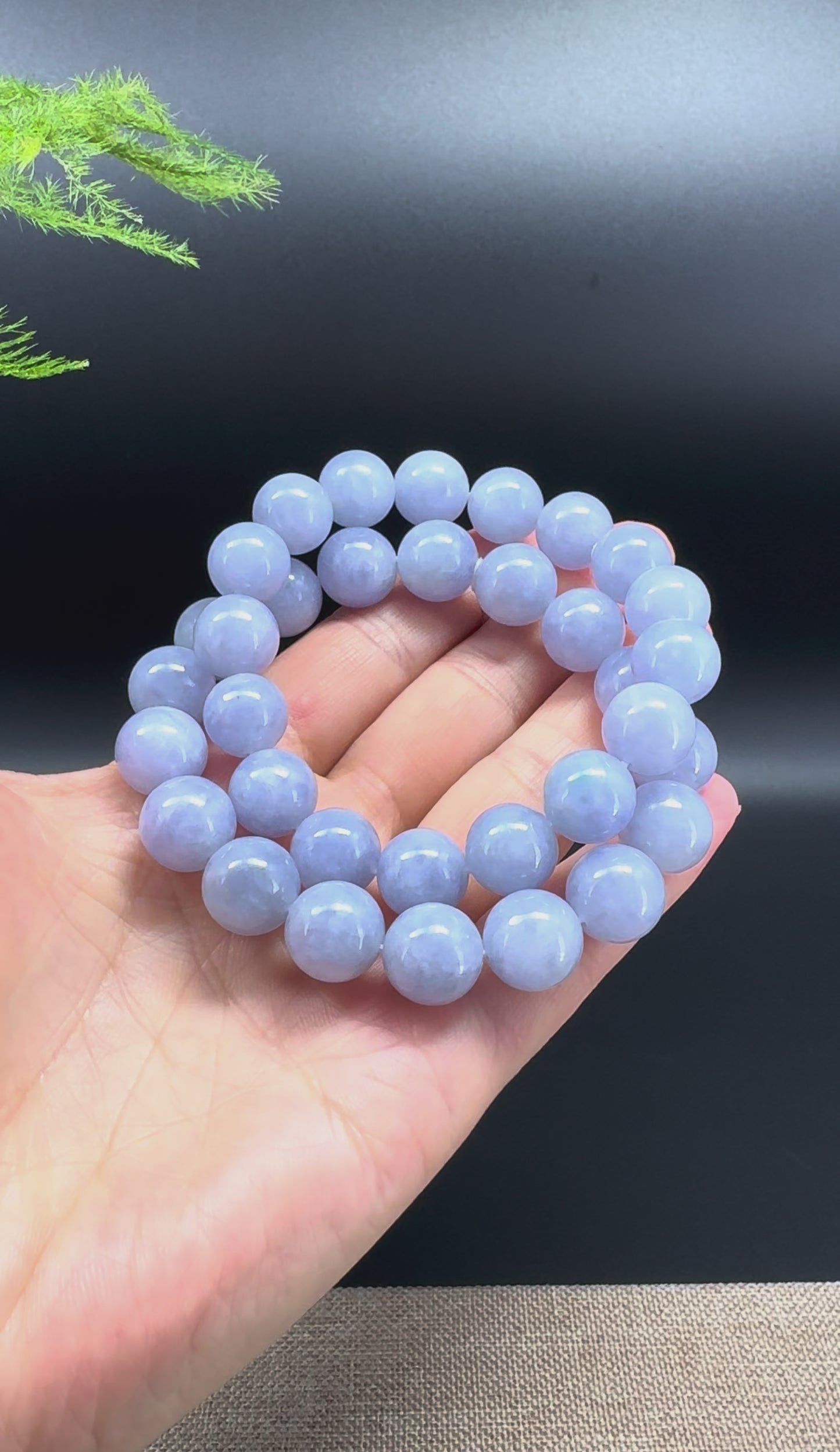 RealJade® Co. Genuine Jadeite Jade Round Lavender Beads Bracelet (12mm)