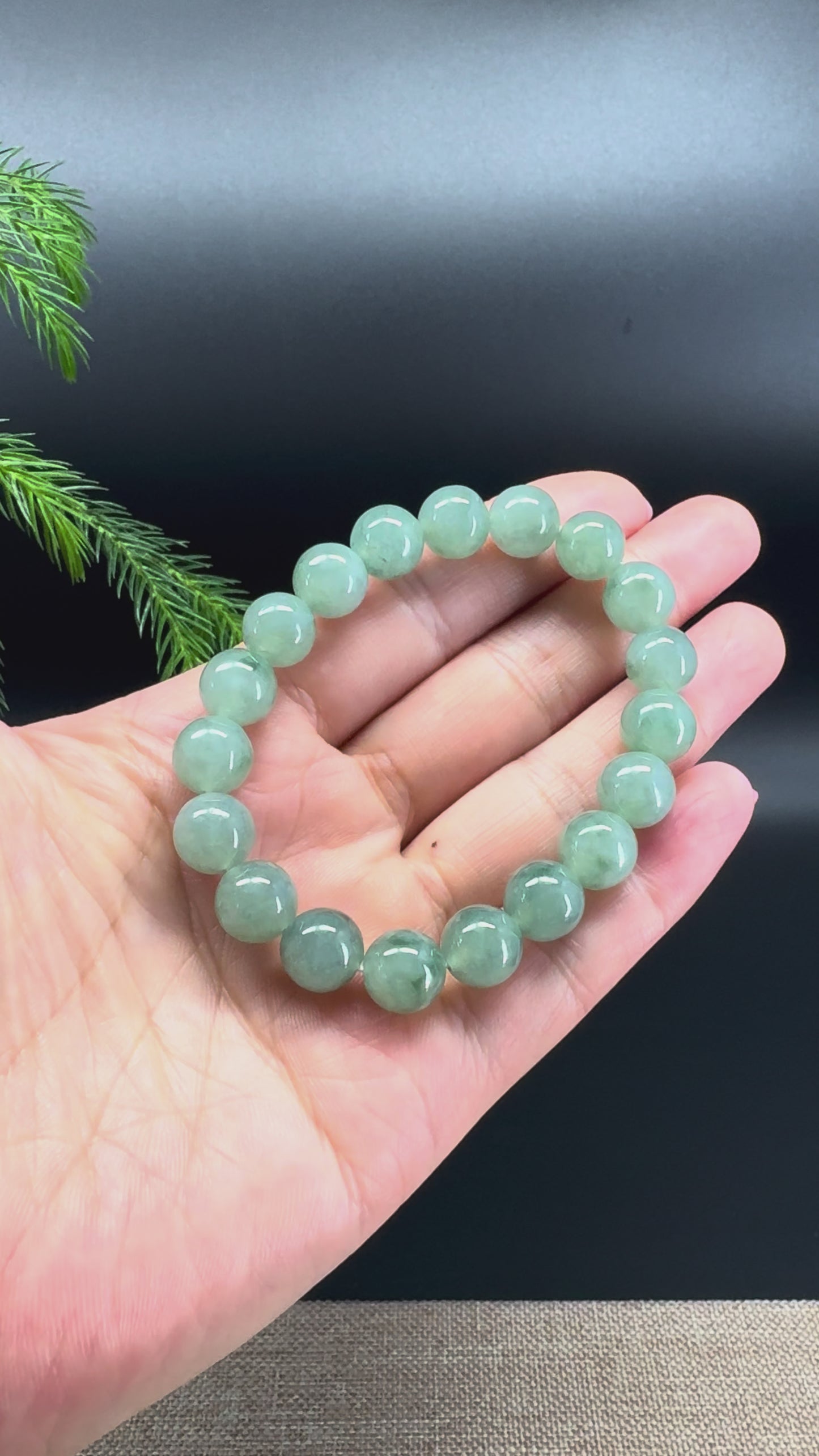 RealJade® Co. Genuine Jadeite Jade Round Blue Green Beads Bracelet (10mm)