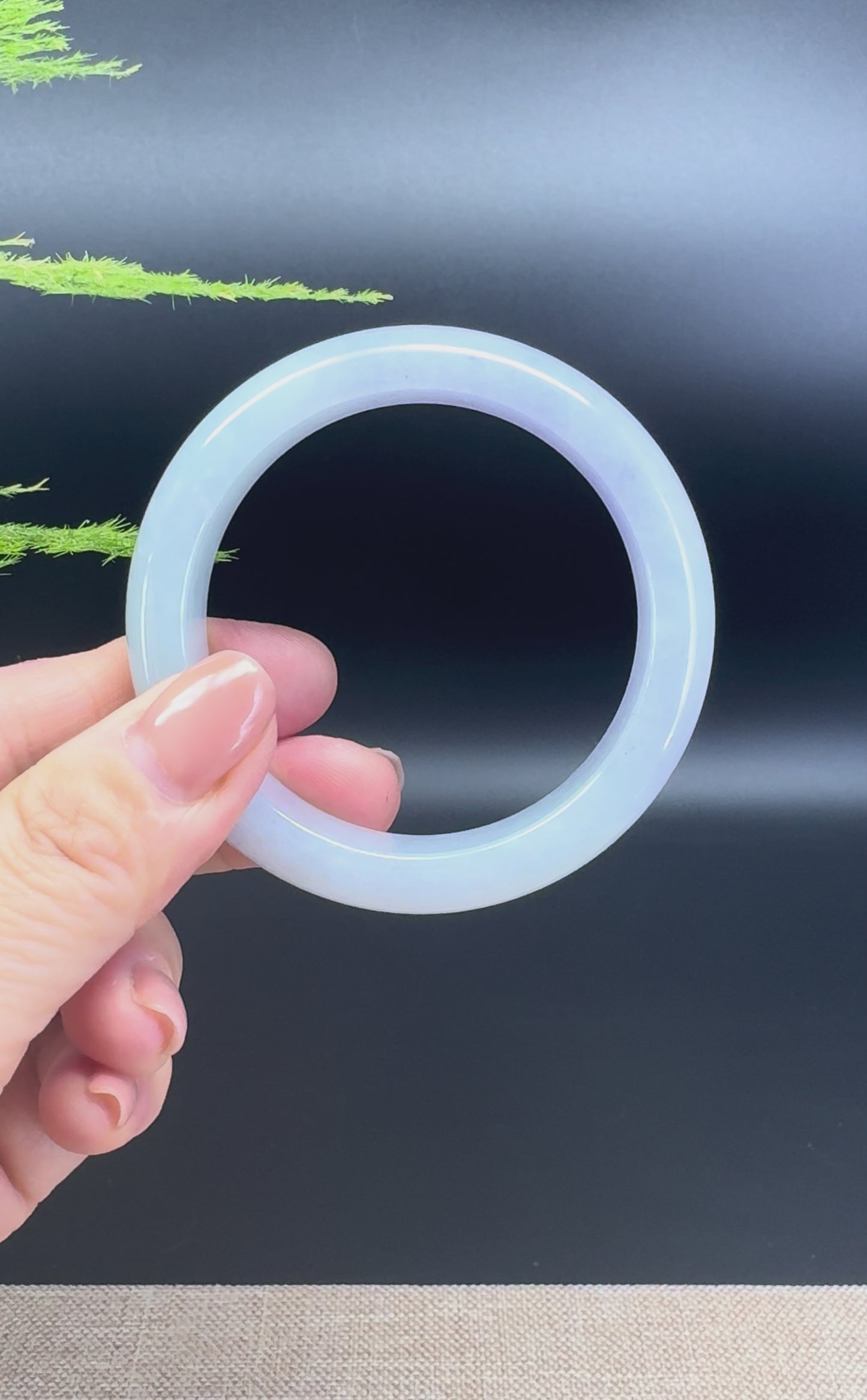 Load and play video in Gallery viewer, Genuine Burmese Lavender Green Jade Jadeite Bangle Bracelet (52.4mm)
