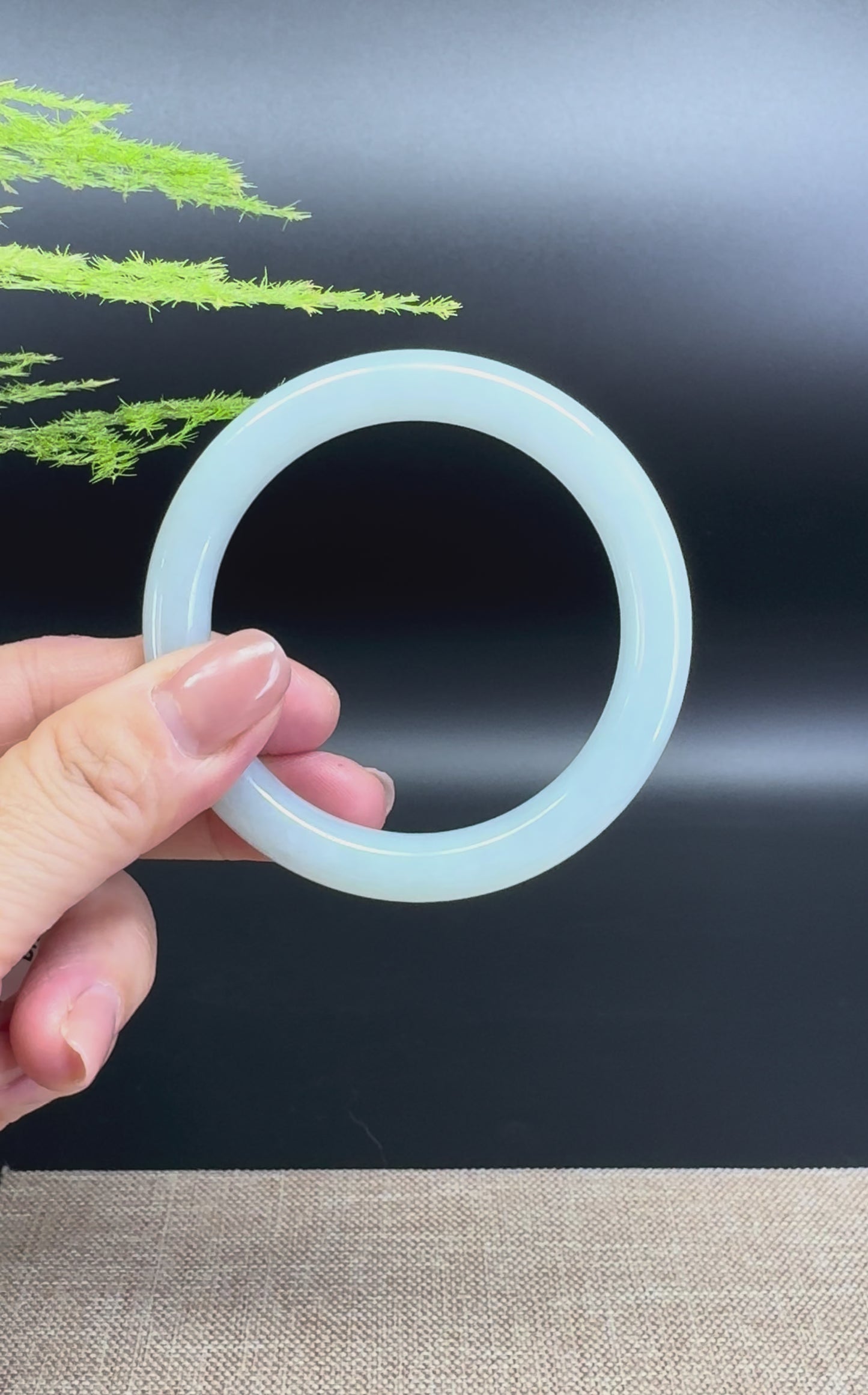 Genuine Burmese Light Green Jade Jadeite Bangle Bracelet (54.4mm)