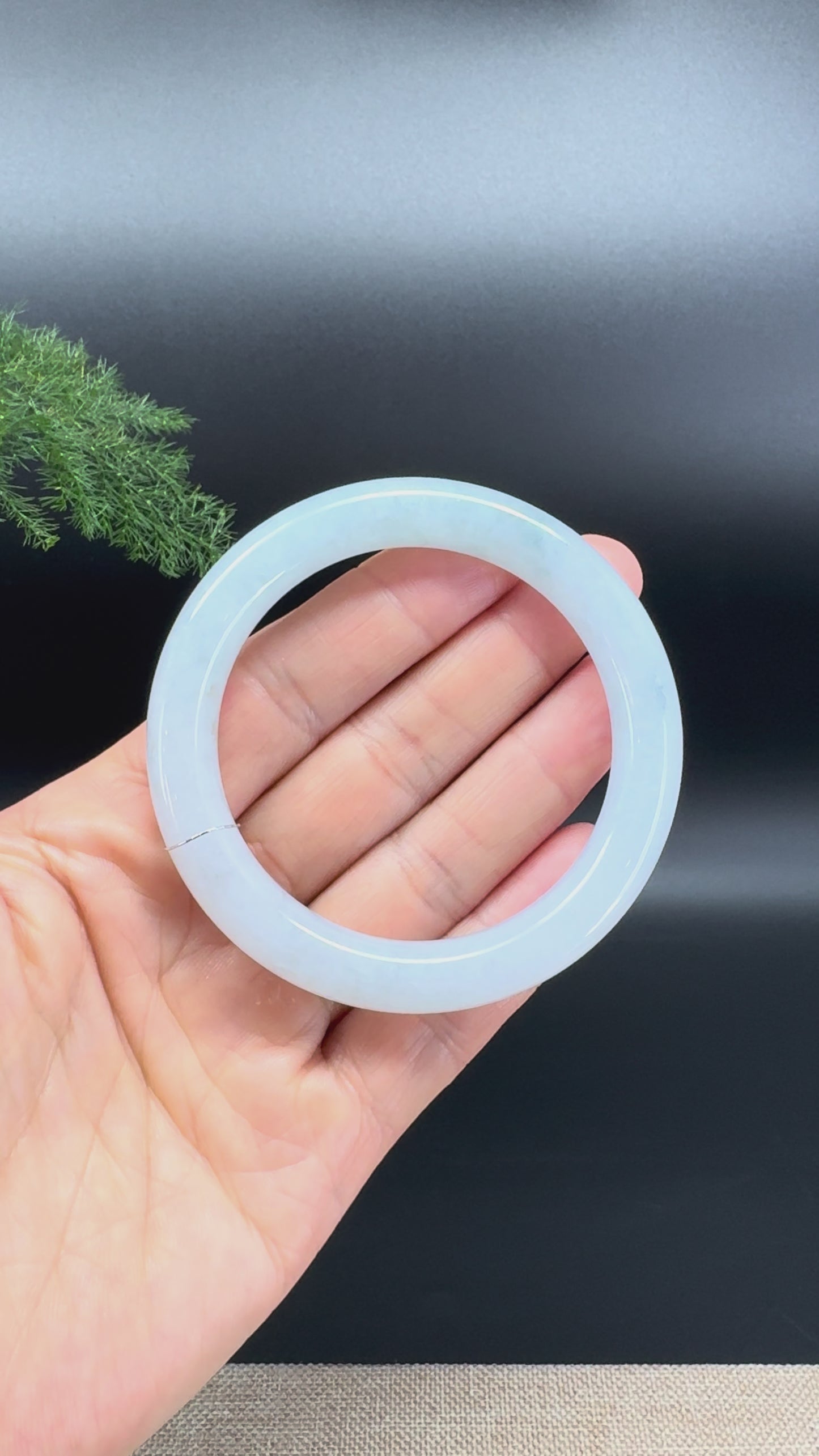 Load and play video in Gallery viewer, Genuine Burmese Icy Green Jade Jadeite Bangle Bracelet ( 53.8mm )
