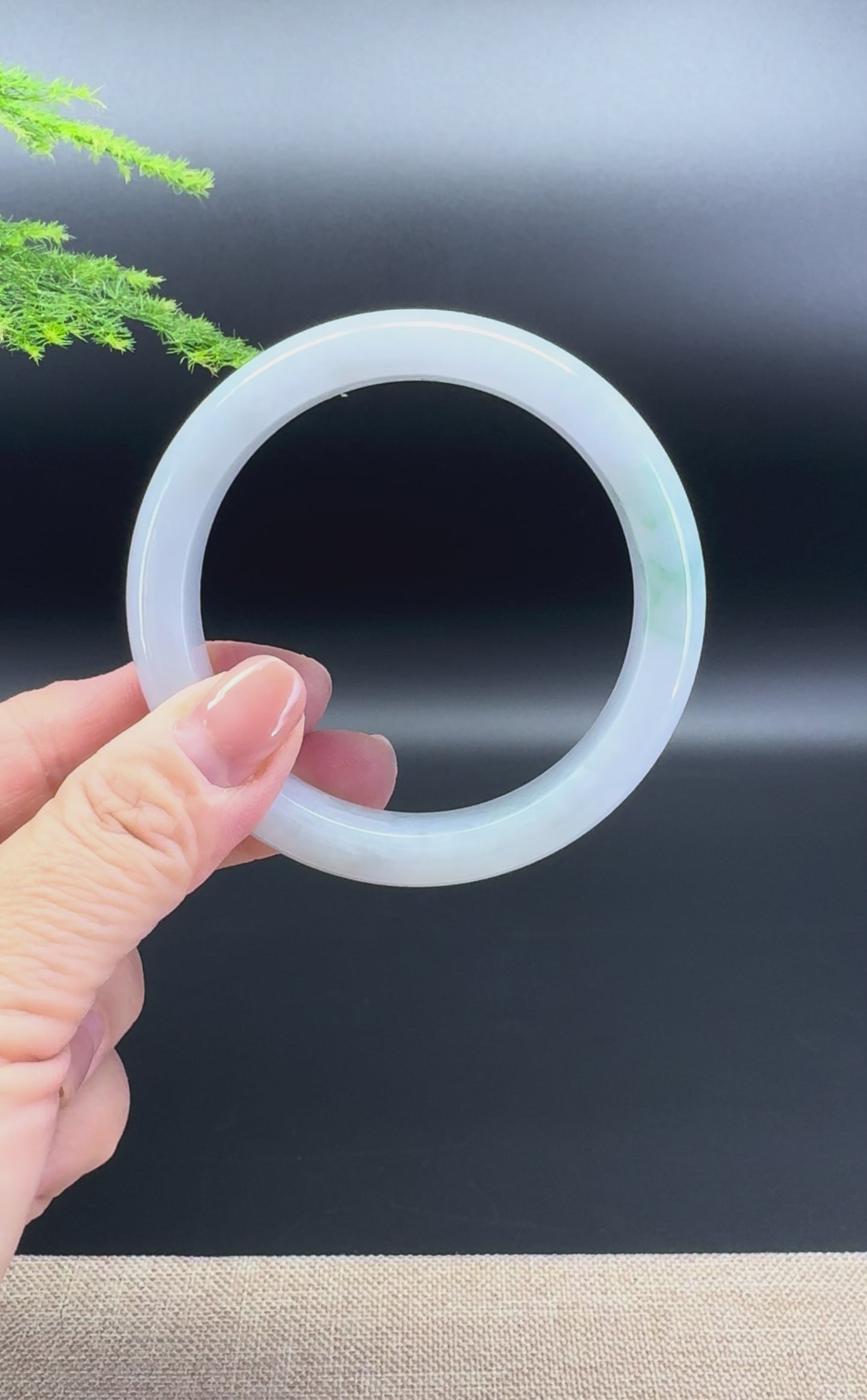Genuine Burmese Lavender Green Jade Jadeite Bangle Bracelet ( 59.2mm )