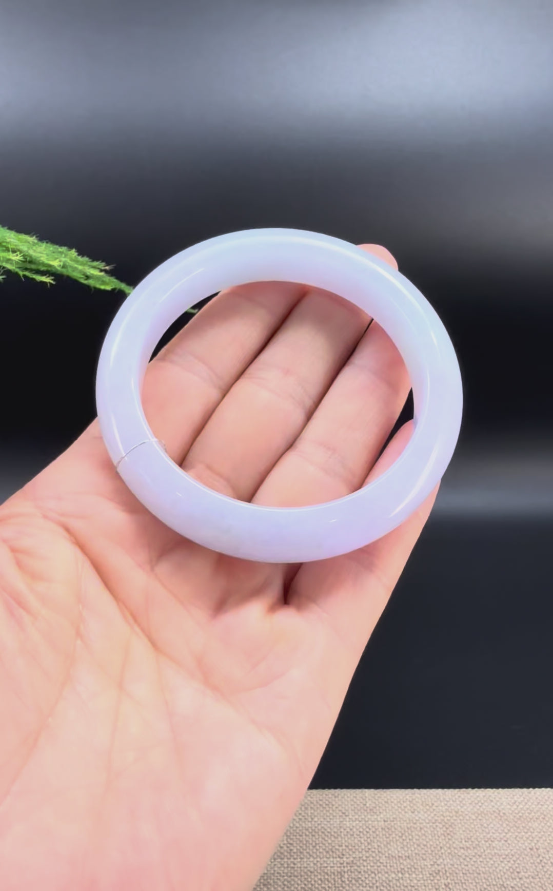 Genuine Burmese Lavender Green Jade Jadeite Bangle Bracelet ( 54.3mm )