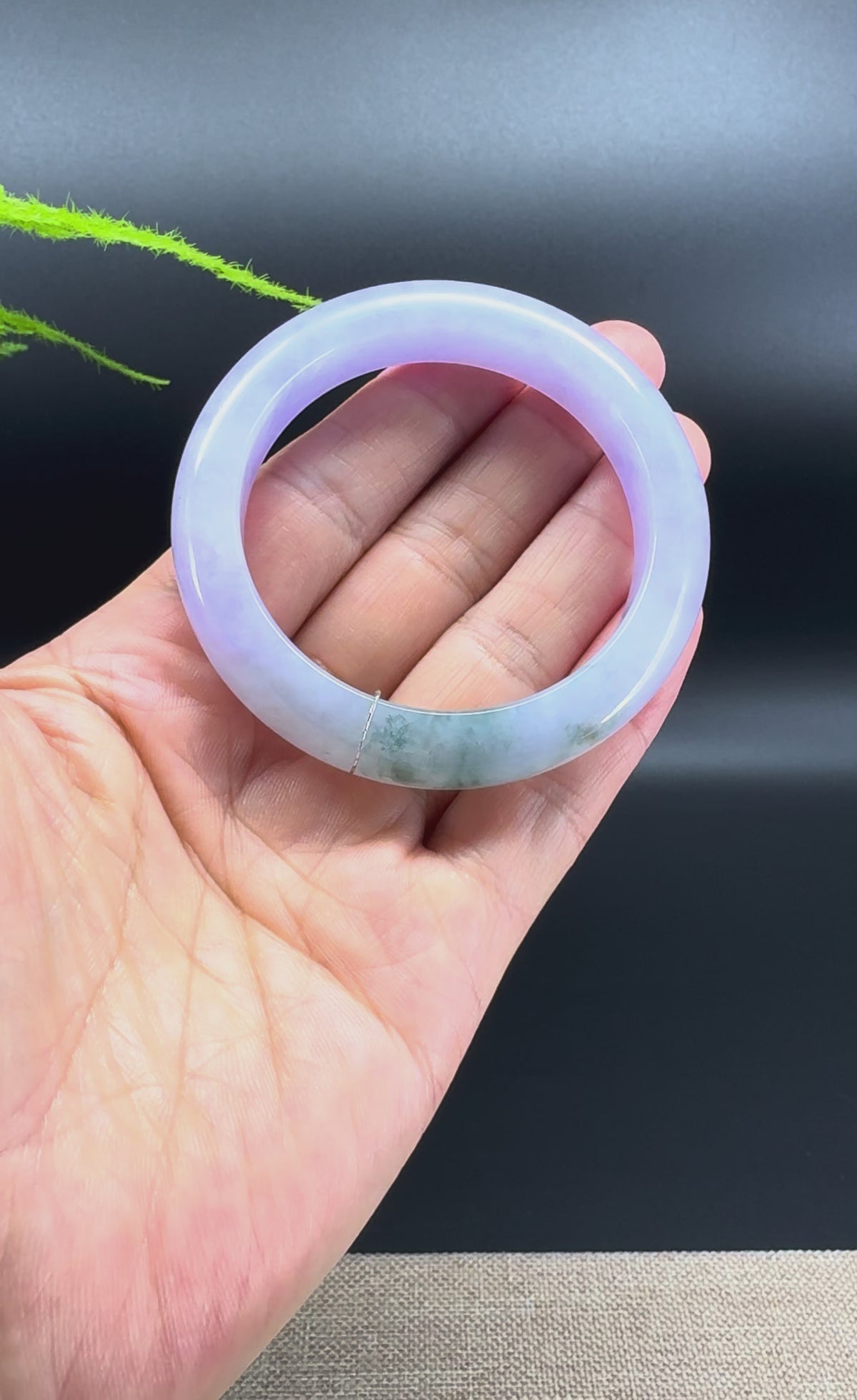 Genuine Burmese Lavender Green Jade Jadeite Bangle Bracelet (51mm)