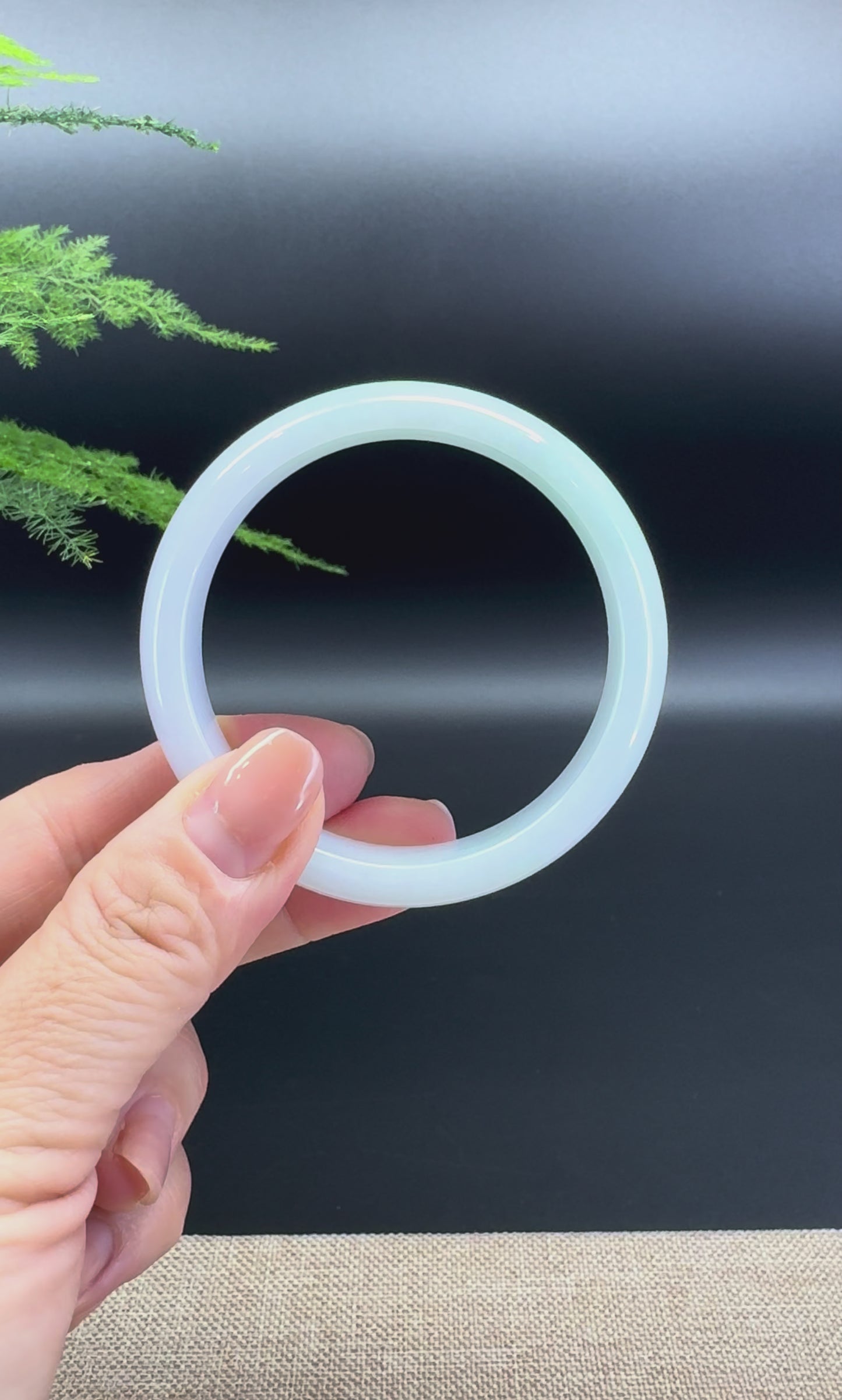 Genuine Burmese Lavender Green Jade Jadeite Bangle Bracelet ( 52.4mm )