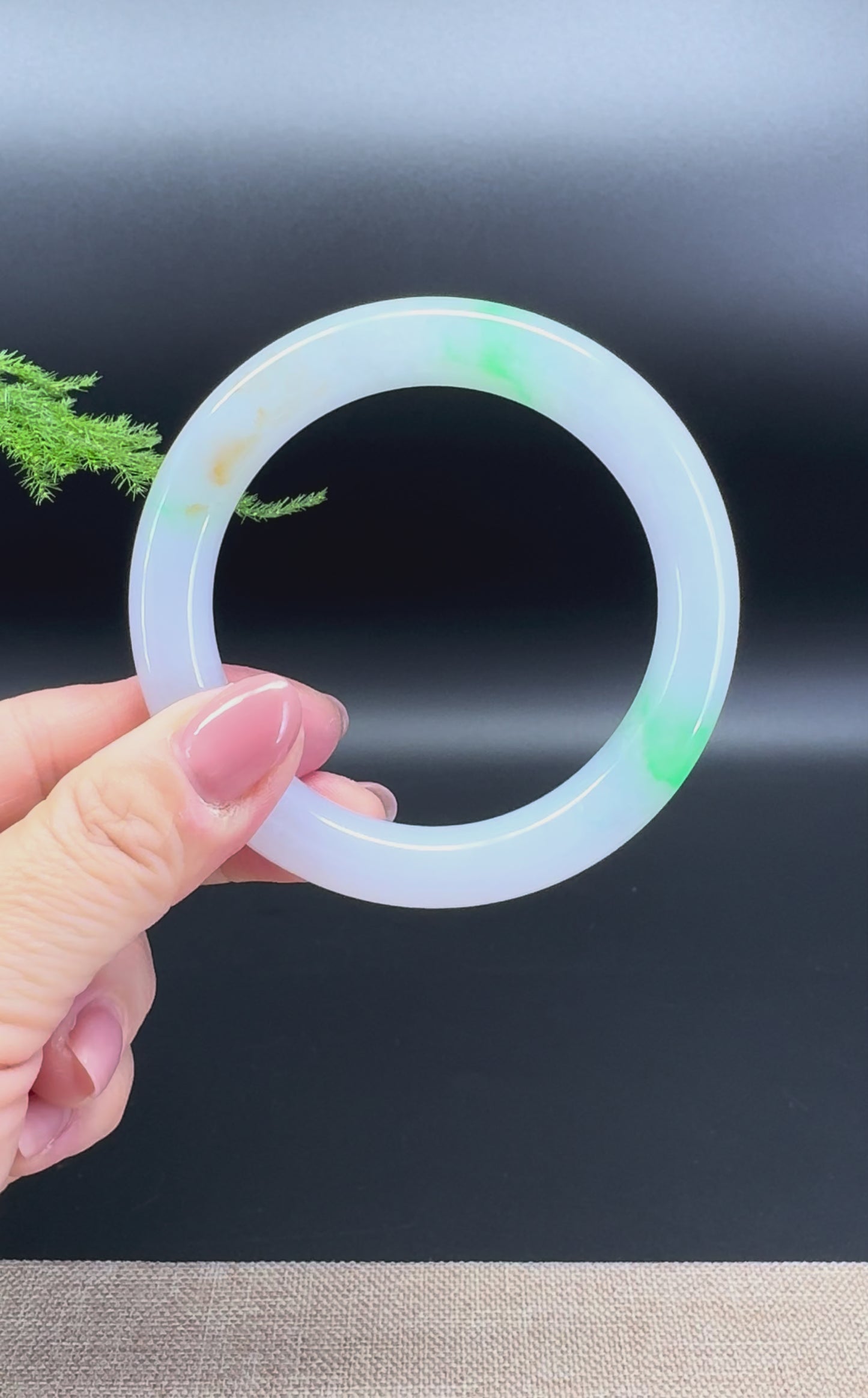 Load and play video in Gallery viewer, Genuine Burmese Icy Green Jade Jadeite Bangle Bracelet (58.9mm)
