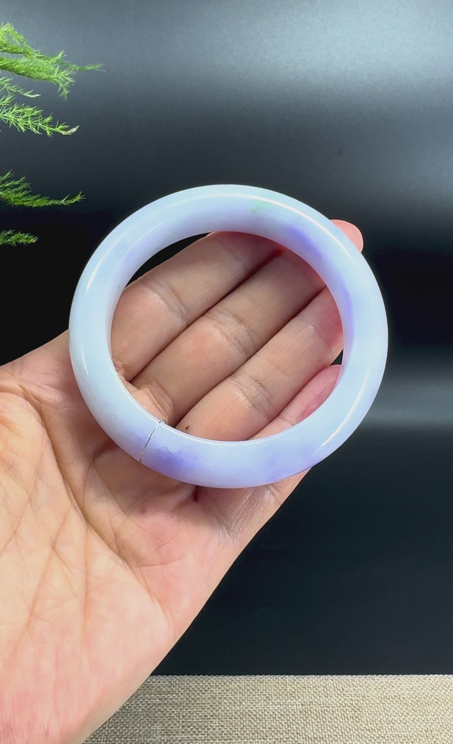 Genuine Burmese Lavender Green Jade Jadeite Bangle Bracelet (56.4mm)