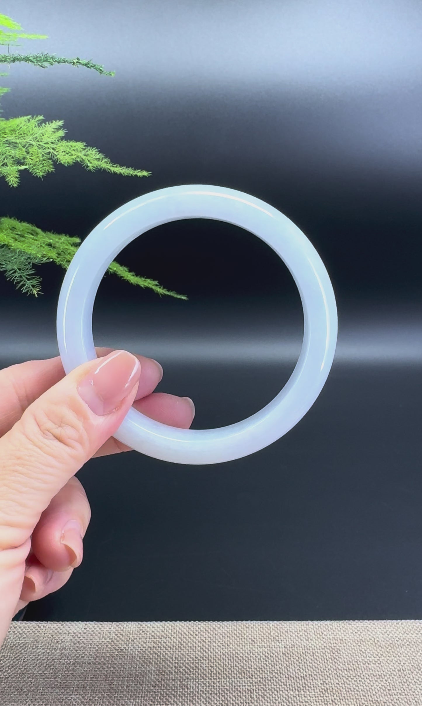 Load and play video in Gallery viewer, Genuine Burmese Lavender Green Jade Jadeite Bangle Bracelet ( 60mm )
