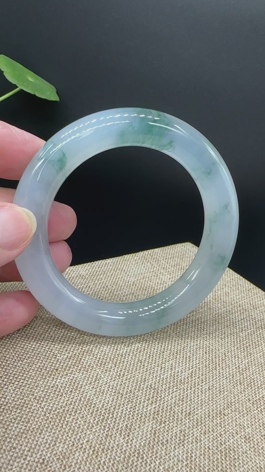 Load and play video in Gallery viewer, Genuine Burmese High-end Jade Jadeite Oval Bangle Bracelet (58.1mm )( Collectibles )
