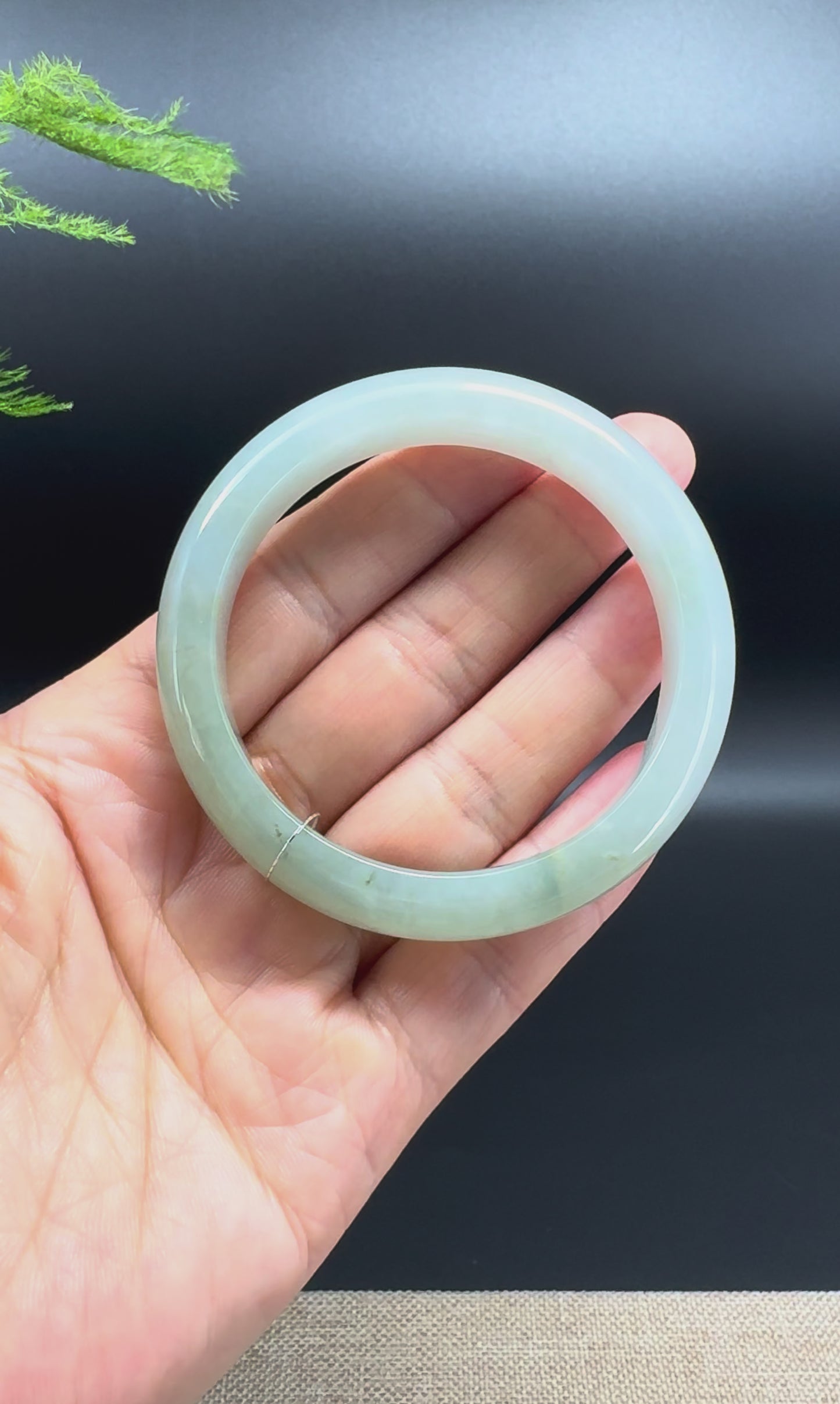 Genuine Burmese Icy Green Jade Jadeite Bangle Bracelet ( 53.8mm )