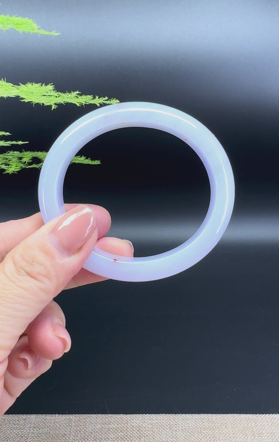 Load and play video in Gallery viewer, Genuine Burmese Lavender Jade Jadeite Bangle Bracelet ( 54.4*48mm )
