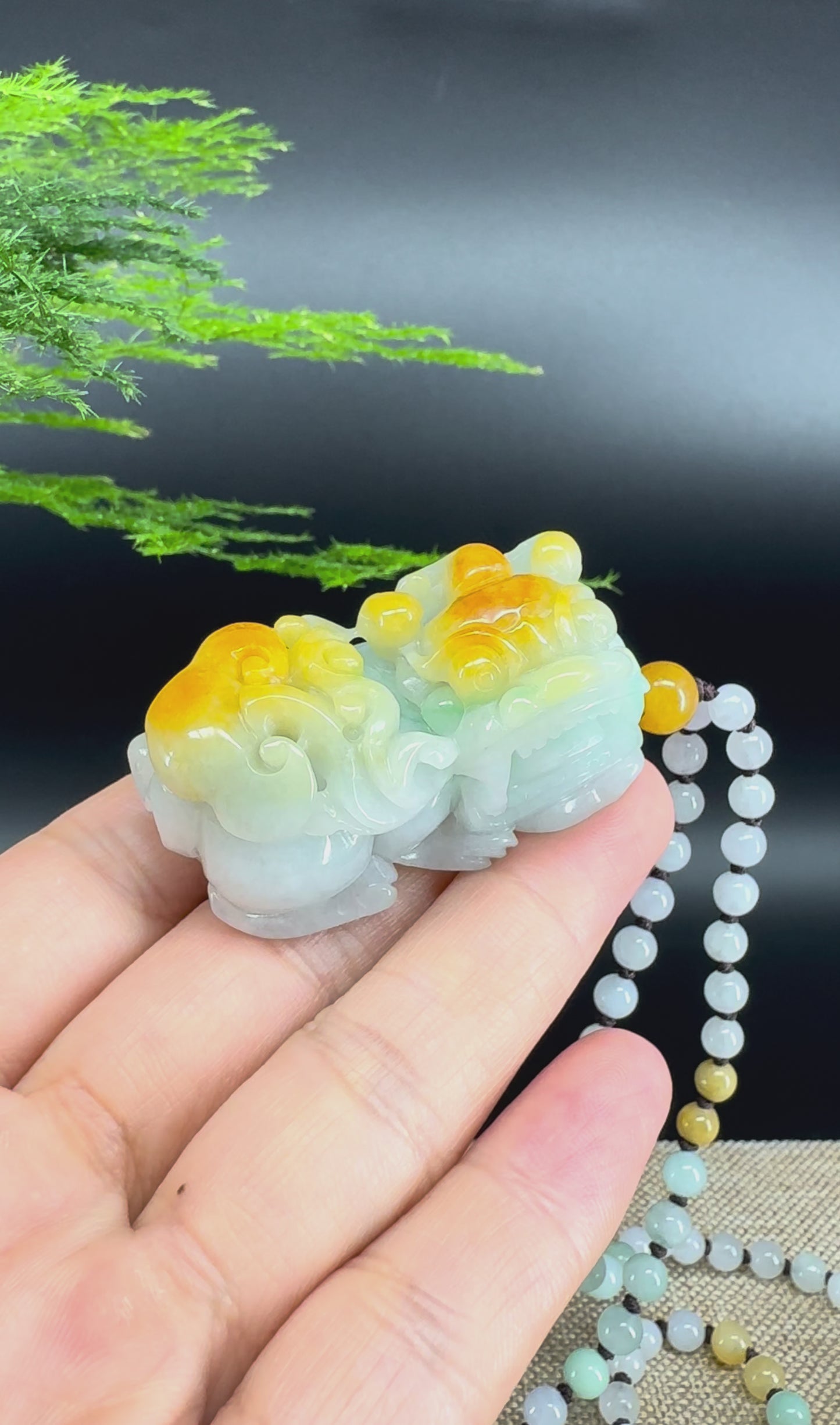 Load and play video in Gallery viewer, RealJade® Co. Pi Xiu Genuine Burmese Jadeite Jade PiXiu Pendant Necklace (FengShui Lucky)
