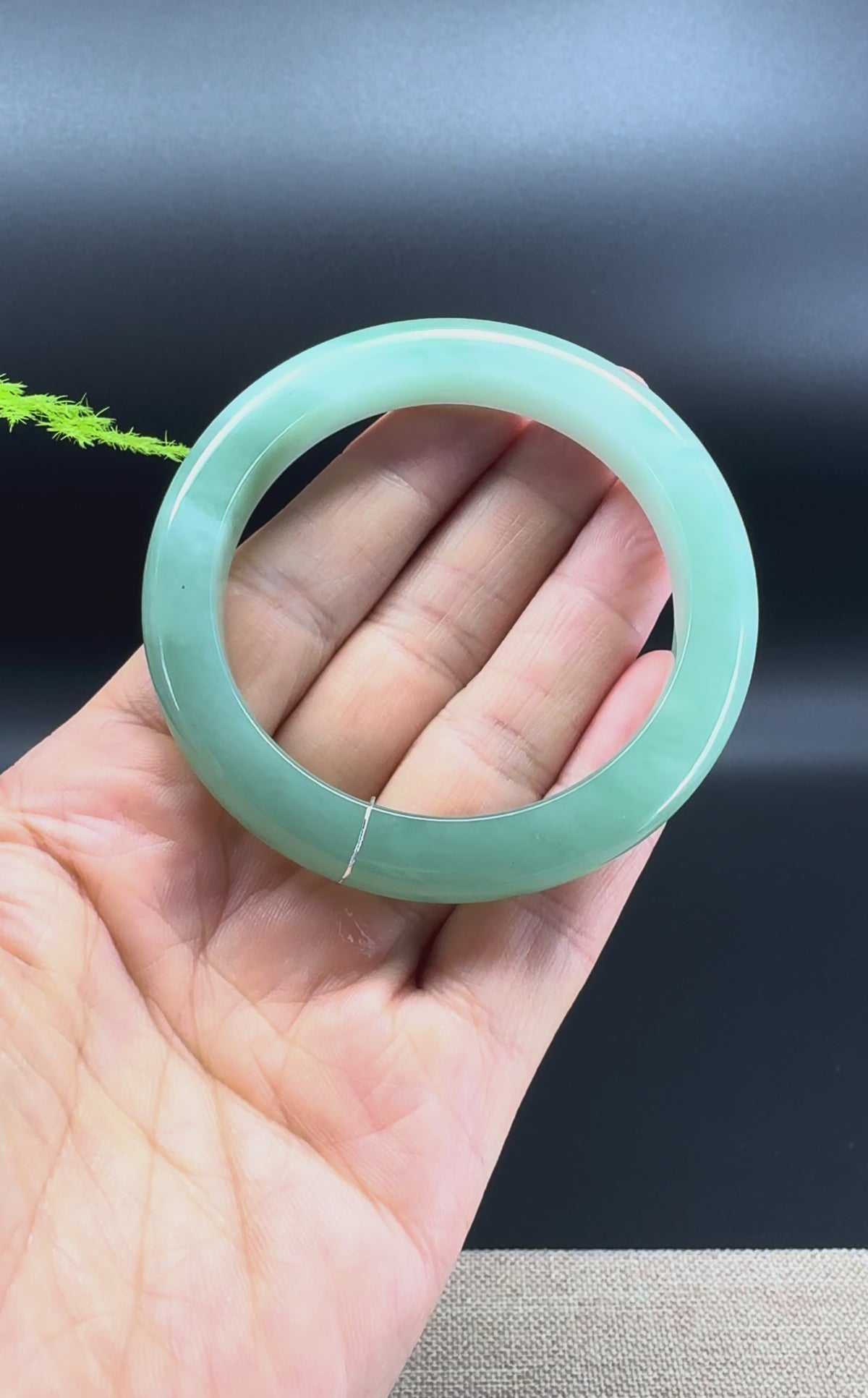 Genuine Burmese Blue Green Jadeite Jade Bangle Bracelet ( 53.2mm )