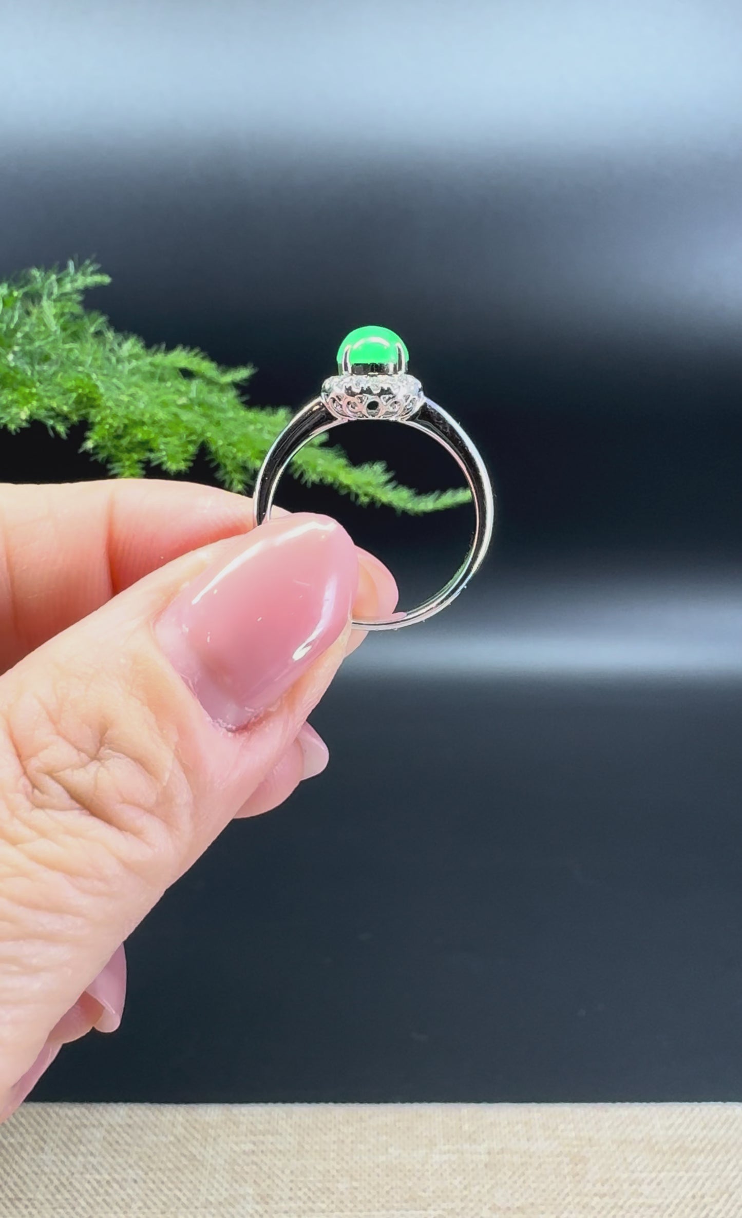 Load and play video in Gallery viewer, RealJade® 18K White Gold Imperial Green Jadeite Jade Diamonds Ring
