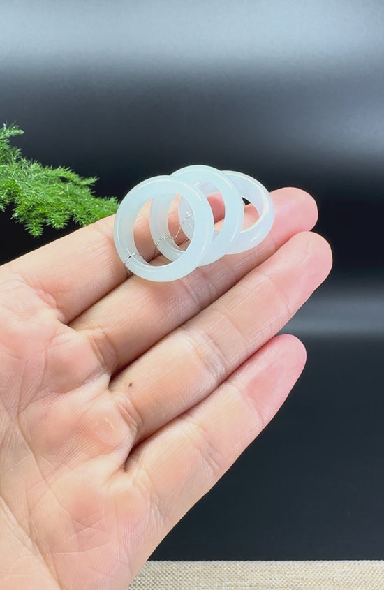 Load and play video in Gallery viewer, RealJade® Burmese Icy White Traditional Jadeite Jade Ring
