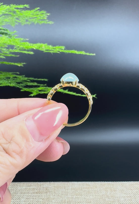 Load and play video in Gallery viewer, RealJade® &amp;quot;Signature Signet&amp;quot; 18K Yellow Gold Icy Jadeite Jade Diamonds Ring
