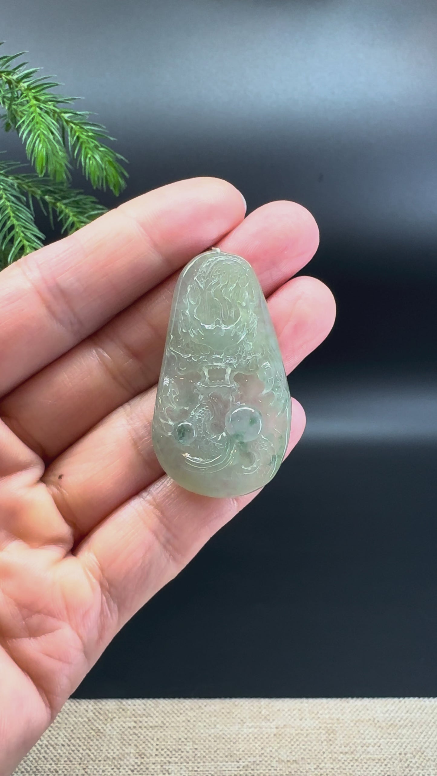 Load and play video in Gallery viewer, RealJade® Co.Natural Icy Green Jadeite Jade Dragon Necklace
