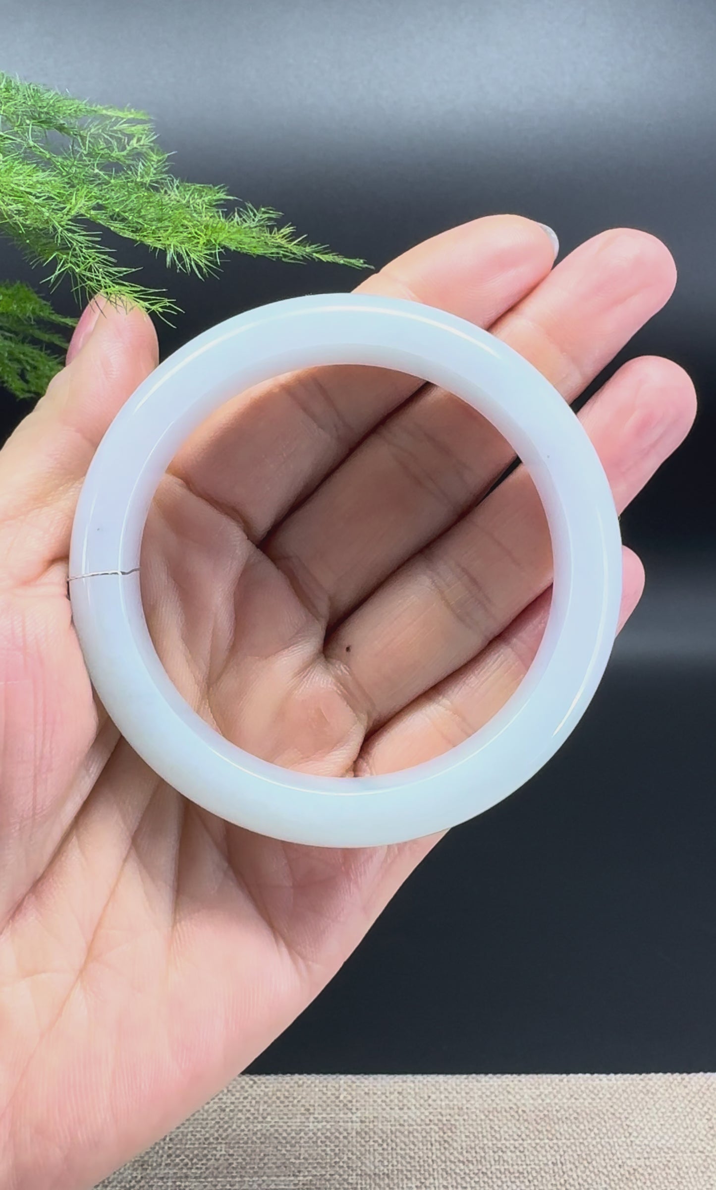 Genuine Burmese Lavender Green Jade Jadeite Bangle Bracelet ( 55.9mm )