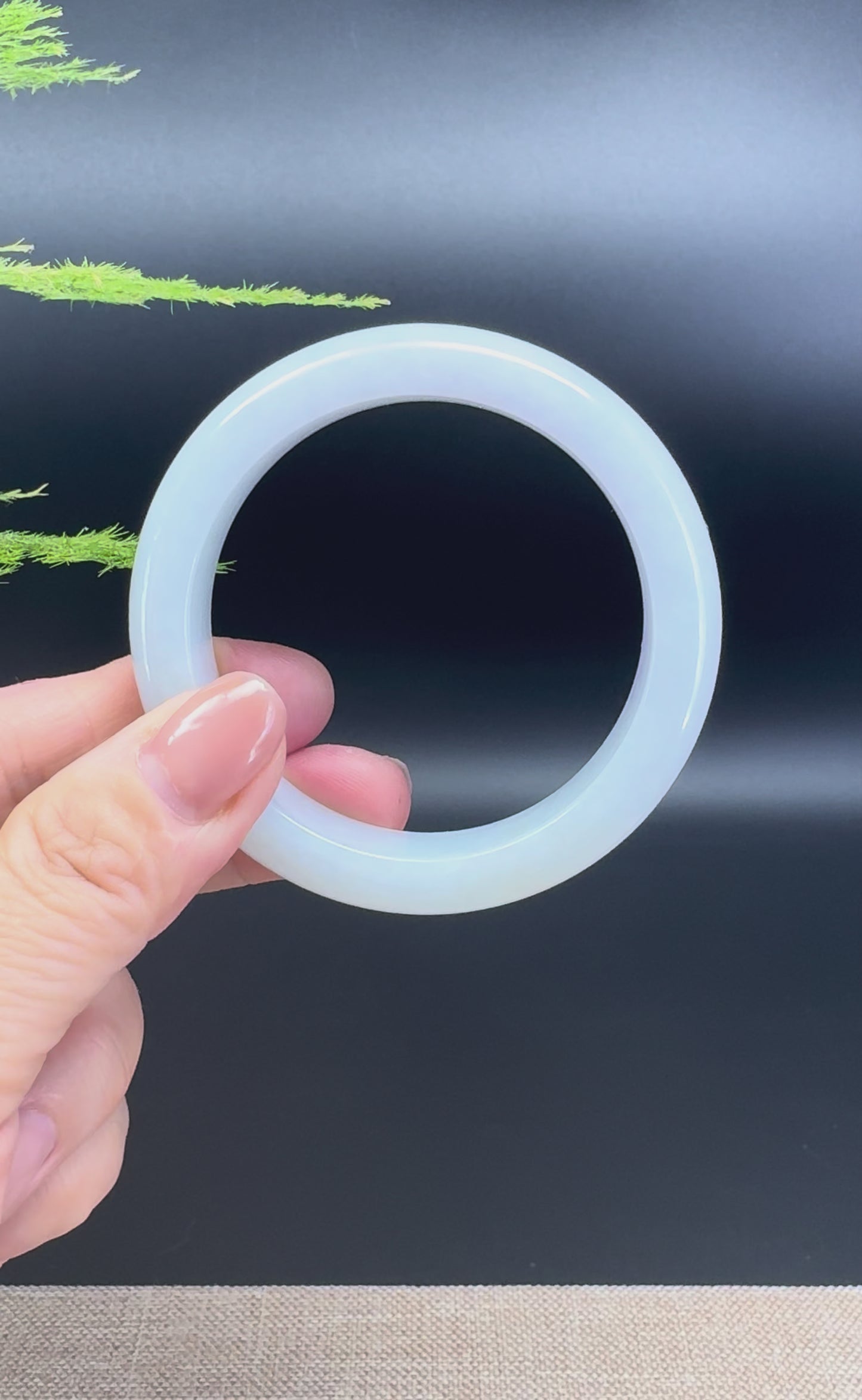 Load and play video in Gallery viewer, Genuine Burmese Lavender Green Jade Jadeite Bangle Bracelet ( 52.6mm )
