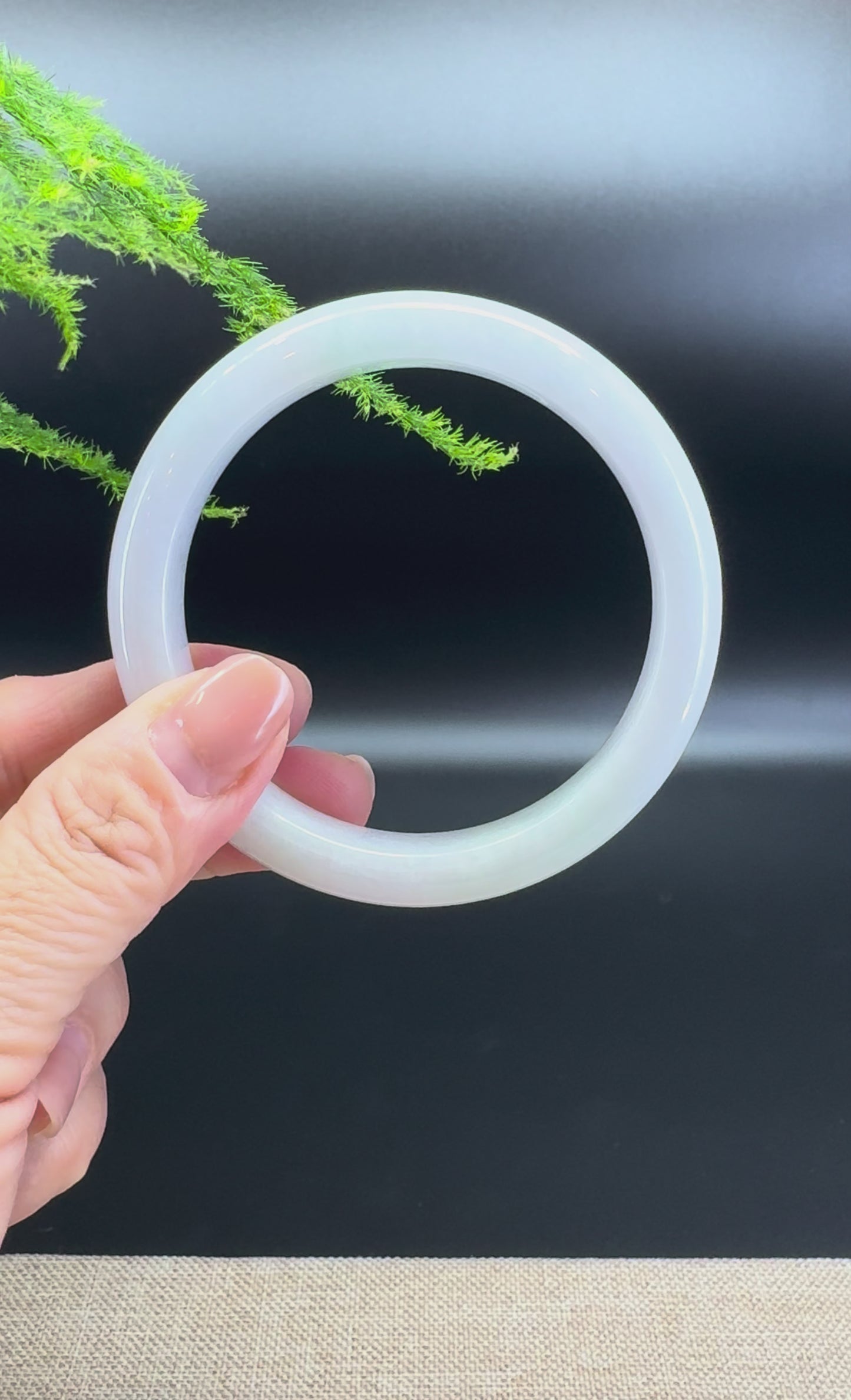 Genuine Burmese Lavender Green Jade Jadeite Bangle Bracelet ( 58.6mm )