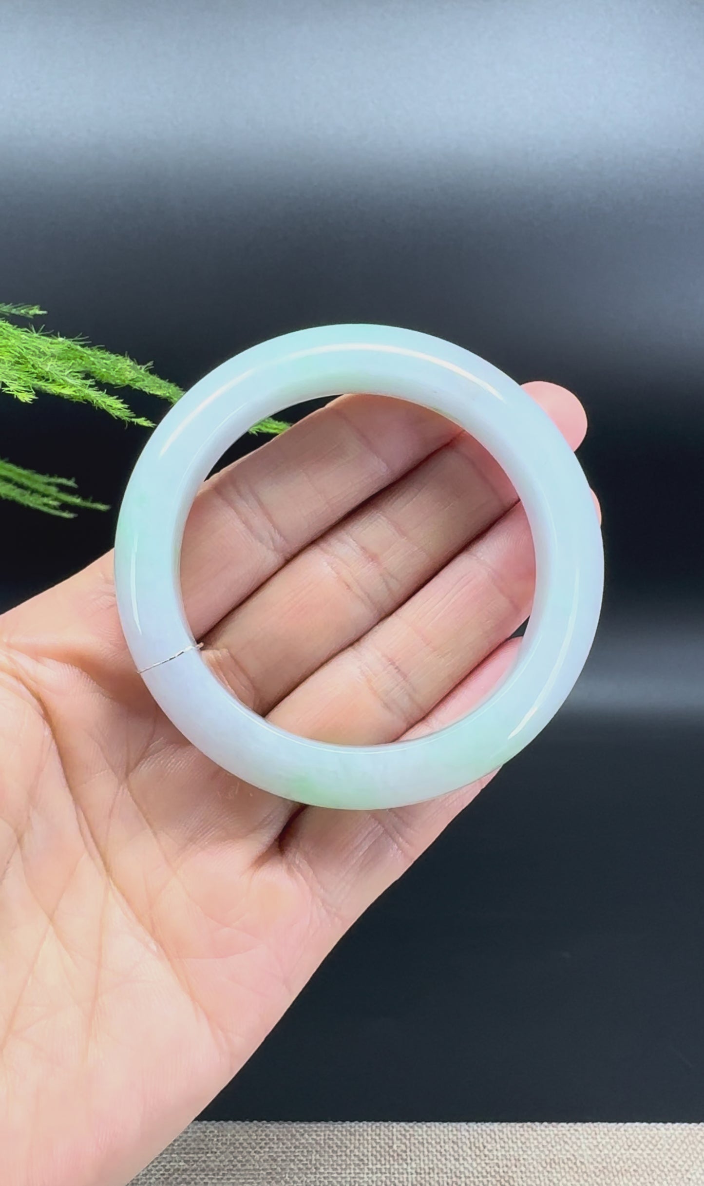 Genuine Burmese Lavender Green Jade Jadeite Bangle Bracelet ( 52.8mm )