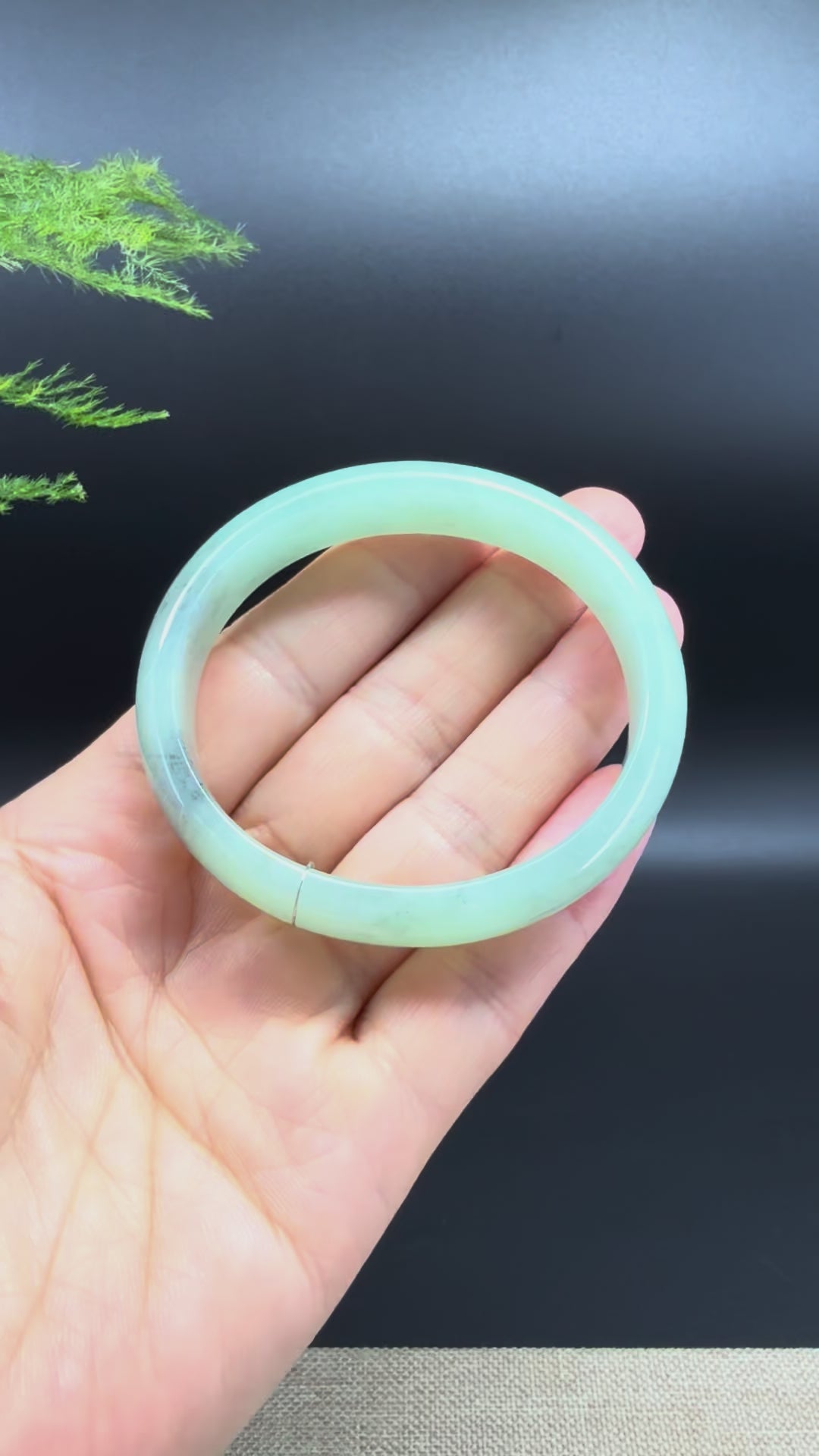 Genuine Burmese Green Black Jade Jadeite Bangle Bracelet (55.3*49.6mm)