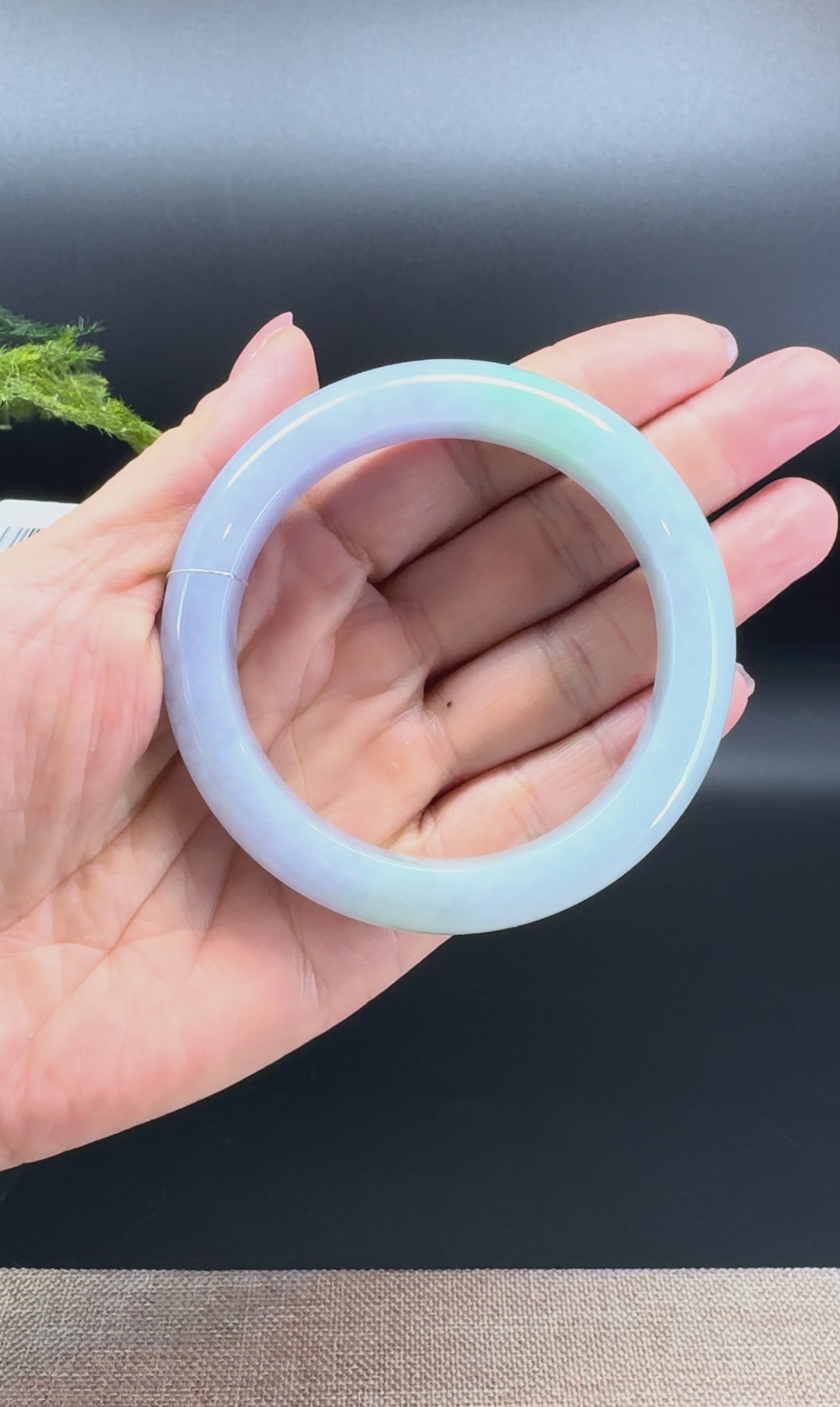 Load and play video in Gallery viewer, Genuine Burmese Lavender Green Jade Jadeite Bangle Bracelet ( 57.4mm )
