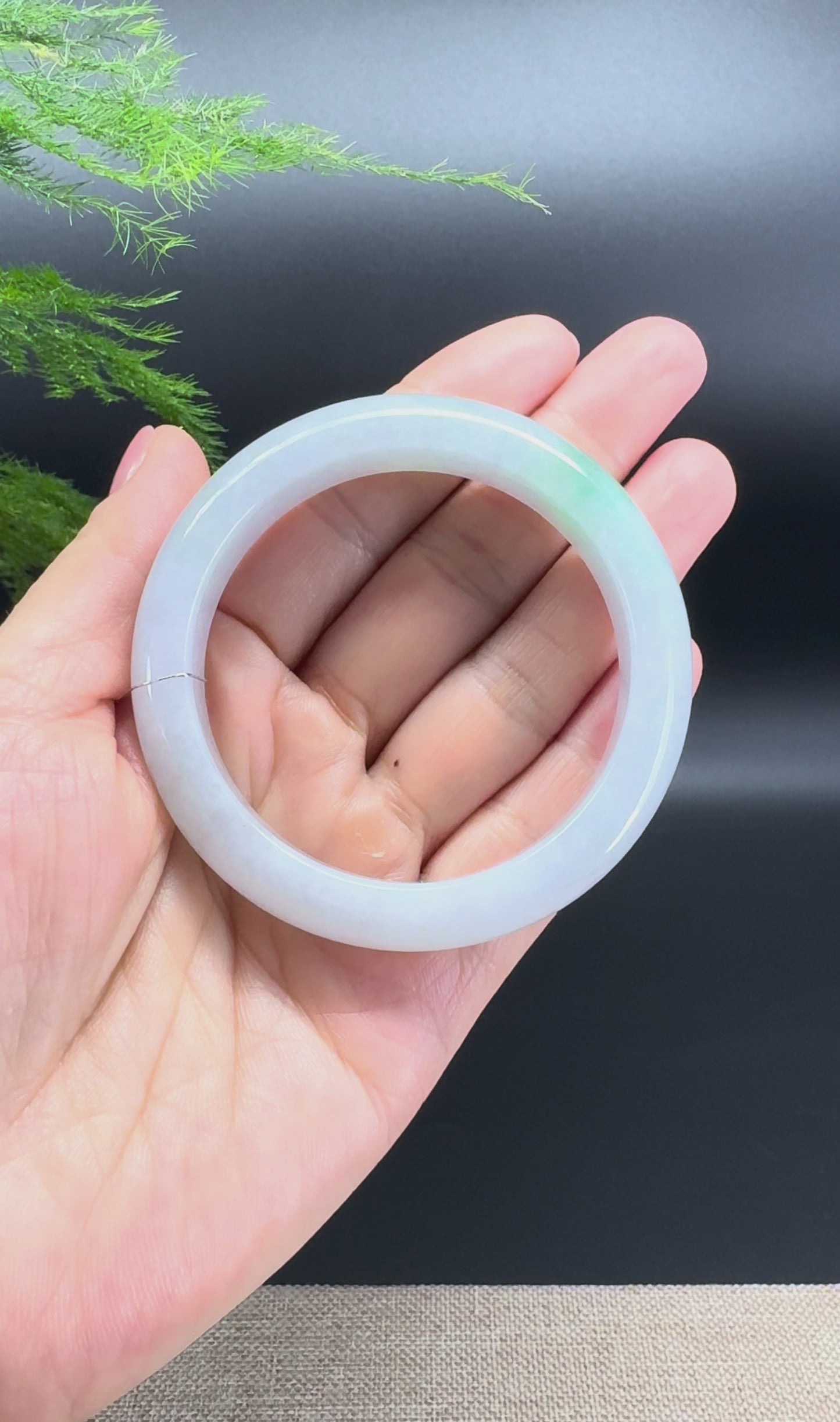 Load and play video in Gallery viewer, Genuine Burmese Icy Green Jade Jadeite Bangle Bracelet ( 53.4mm )
