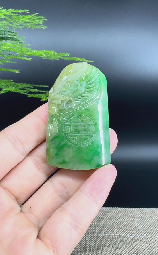 Load and play video in Gallery viewer, RealJade® Co. Genuine Jadeite Jade Dragon Pendant Necklace
