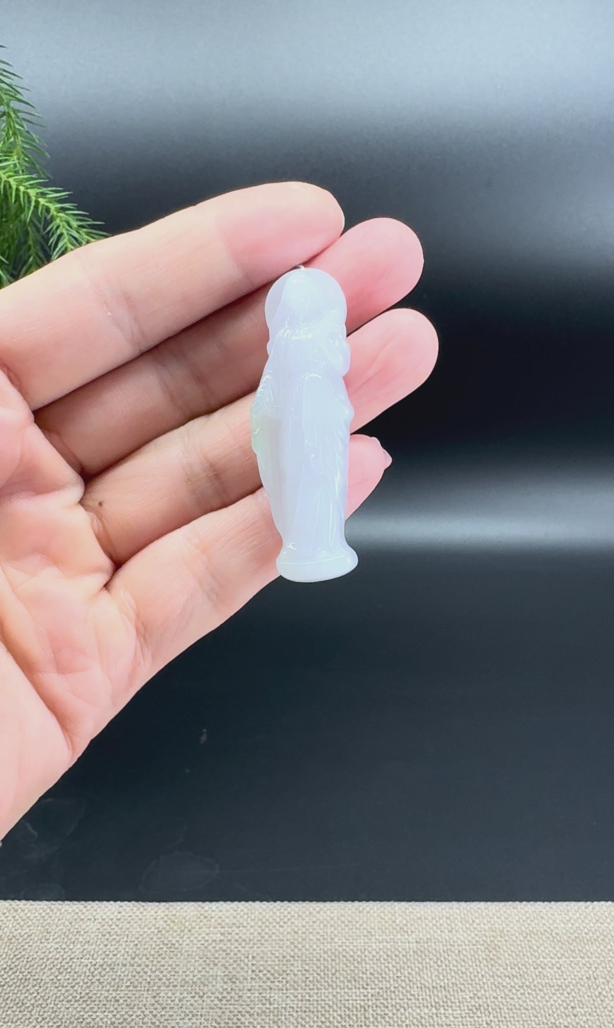 RealJade® Co.Natural Iight Lavender Jadeite Jade Mother Mary Pendant Necklace