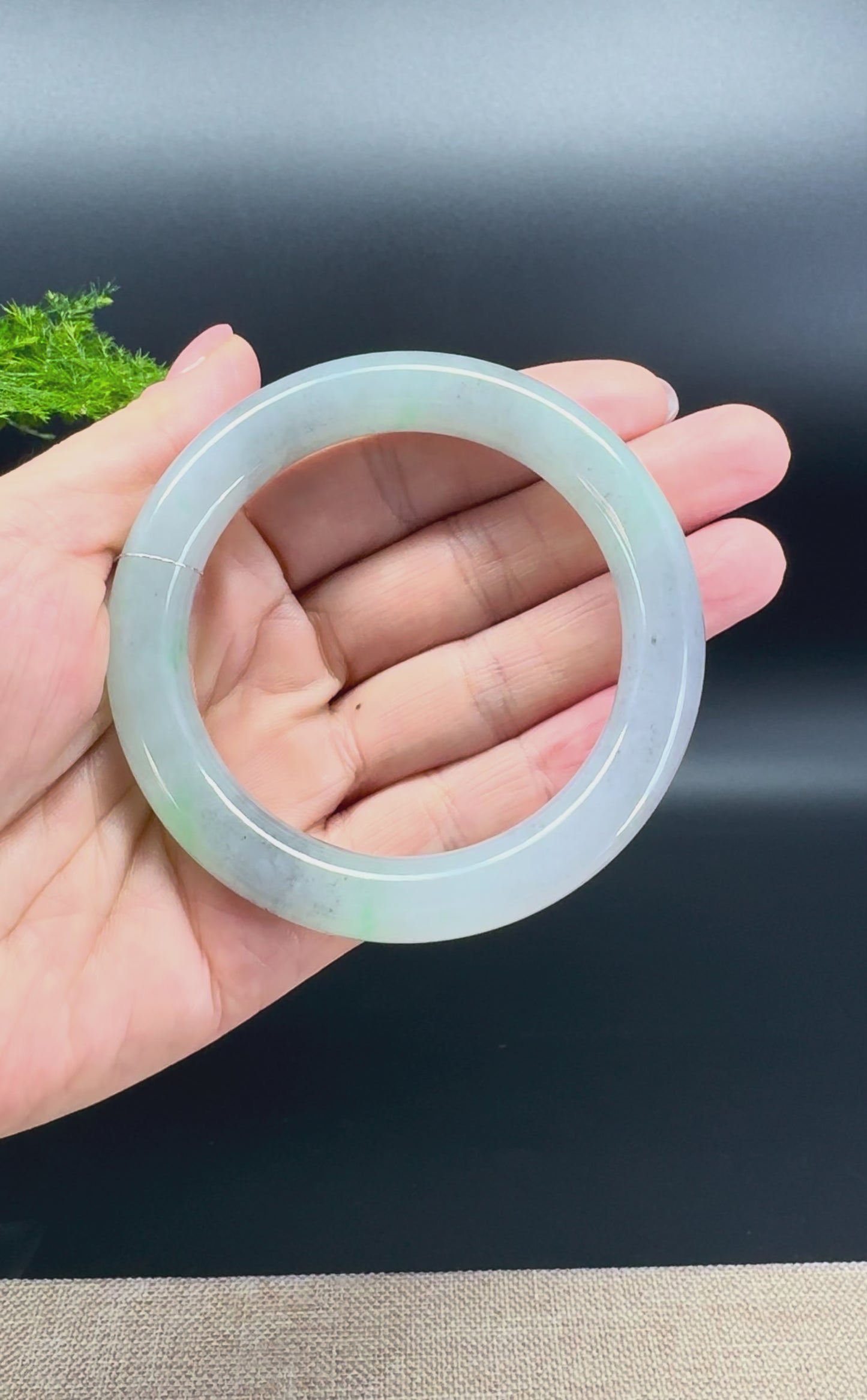 Load and play video in Gallery viewer, Genuine Burmese Icy Black Green Jade Jadeite Bangle Bracelet ( 56.3mm )
