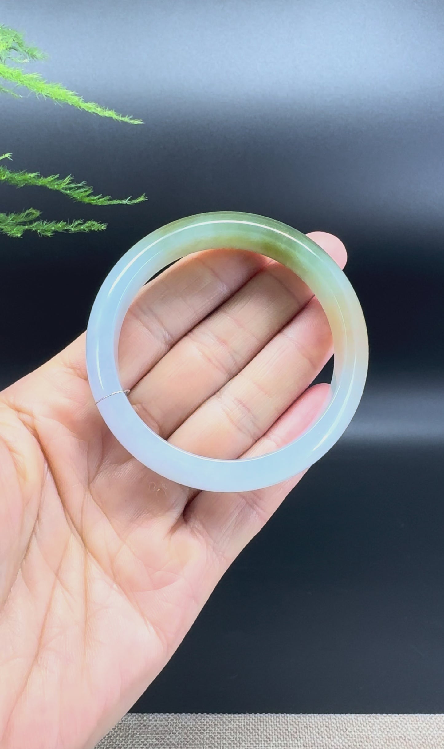 Genuine Burmese FuLuShou Jadeite Jade Bangle Bracelet (53.2mm)