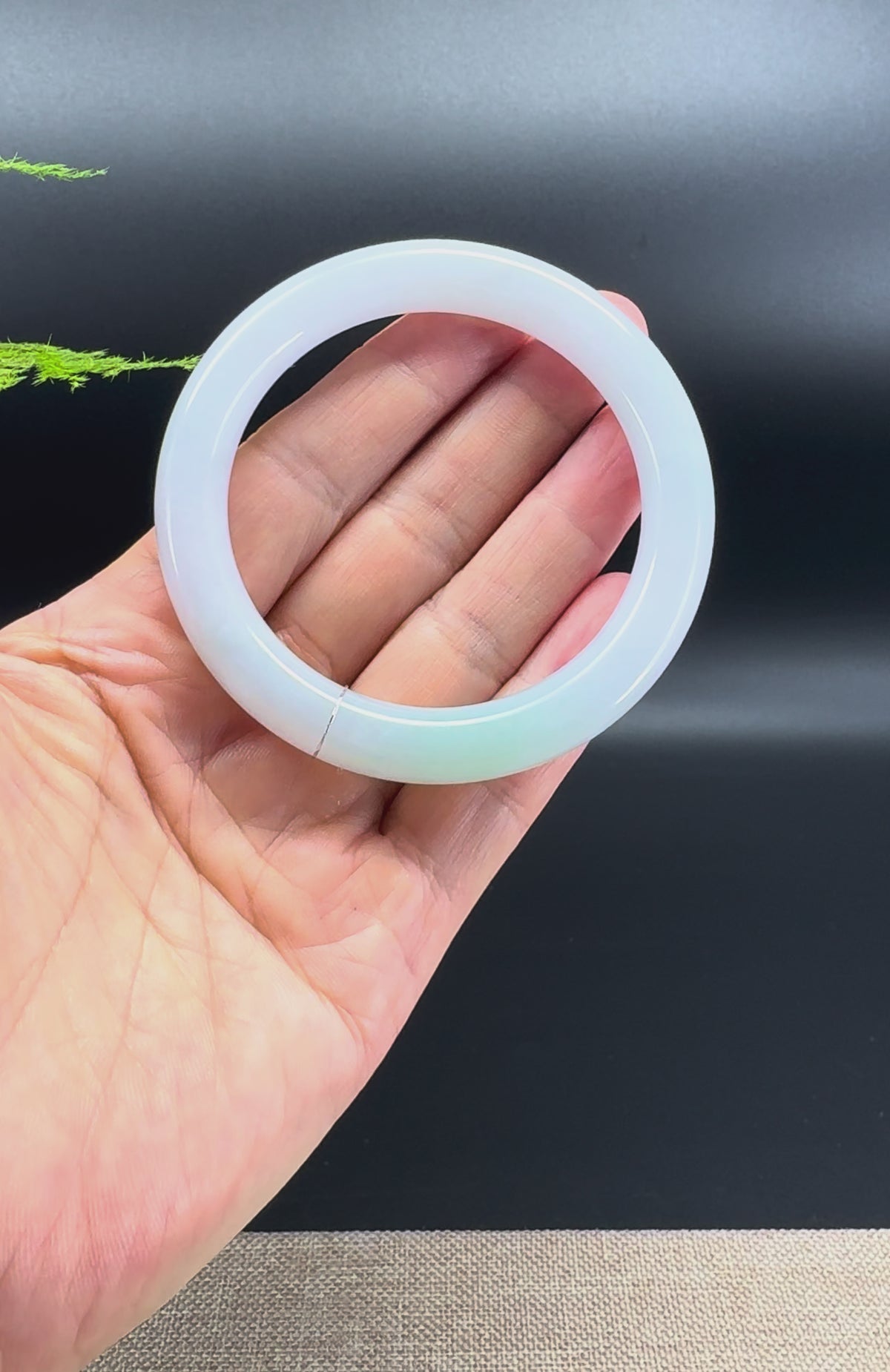 Genuine Burmese Icy Green Jadeite Jade"Traditional Round" Bangle Bracelet ( 55.6mm )
