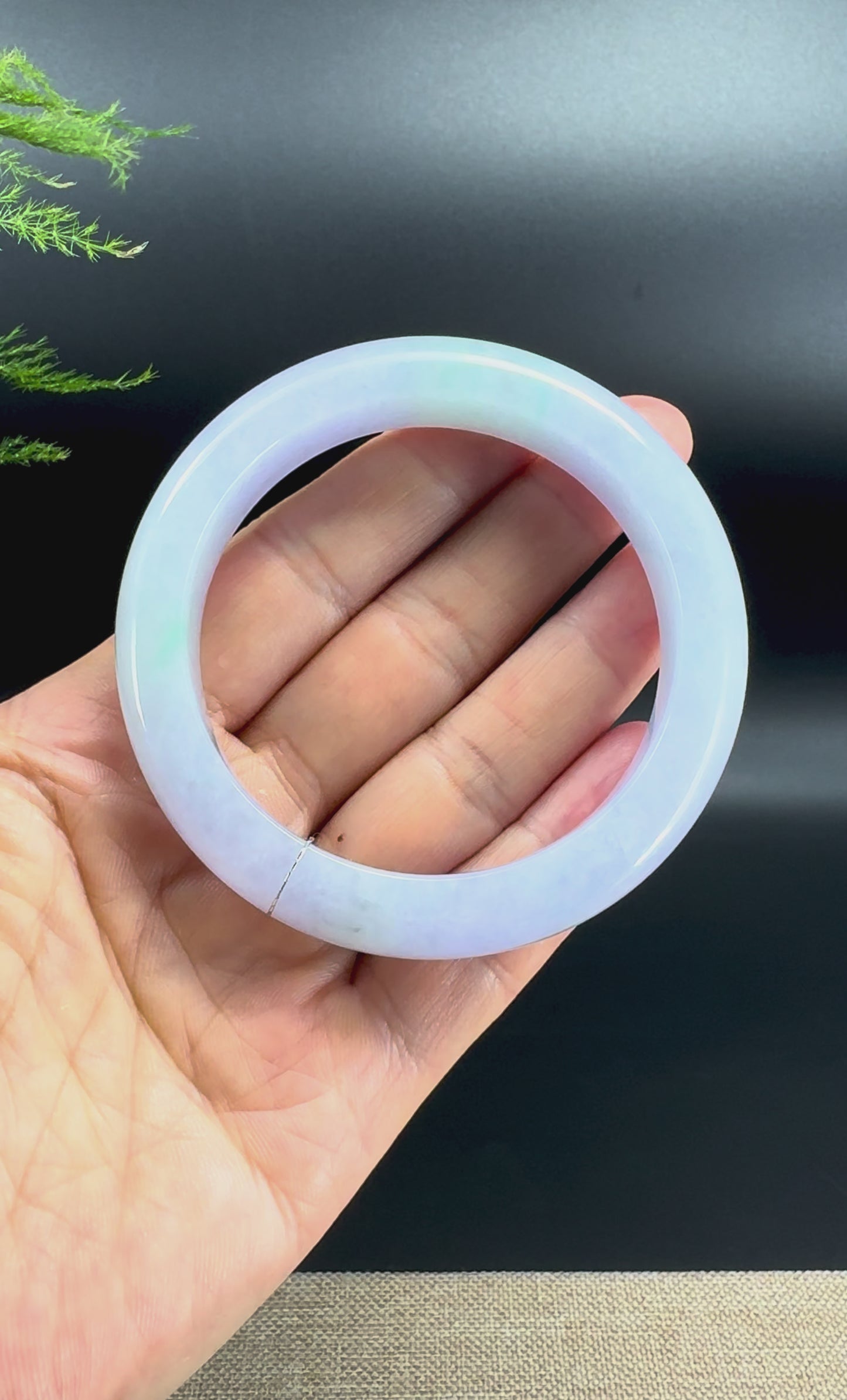 Genuine Burmese Lavender Green Jade Jadeite Bangle Bracelet ( 56.7mm )