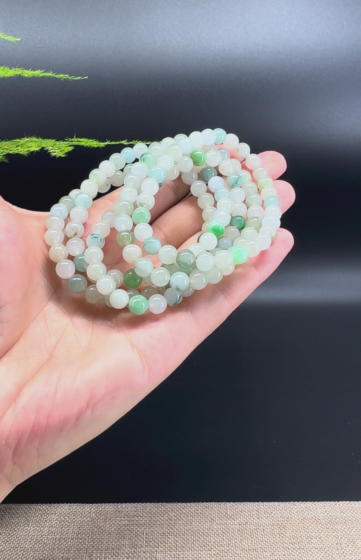 Natural Jadeite Jade Round Multi-Colors Beads Bracelet ( 6.5mm )