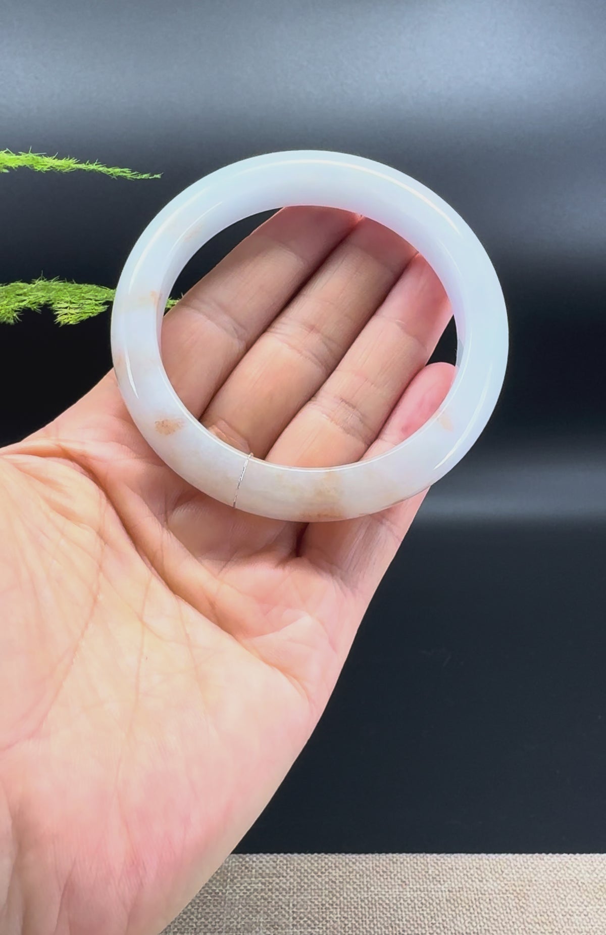 Genuine Burmese Light Green & Sajin Jadeite Jade Bangle Bracelet (58.2mm)
