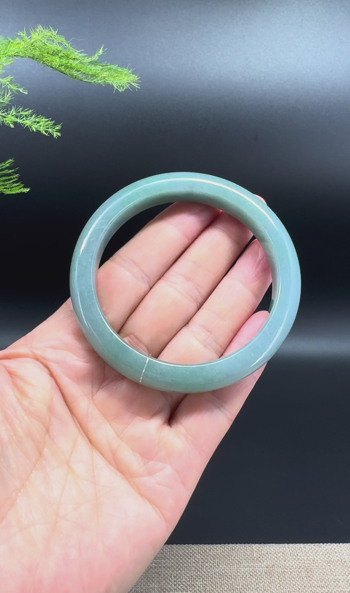 Genuine Burmese Green Jadeite Jade Bangle Bracelet (57.7mm)