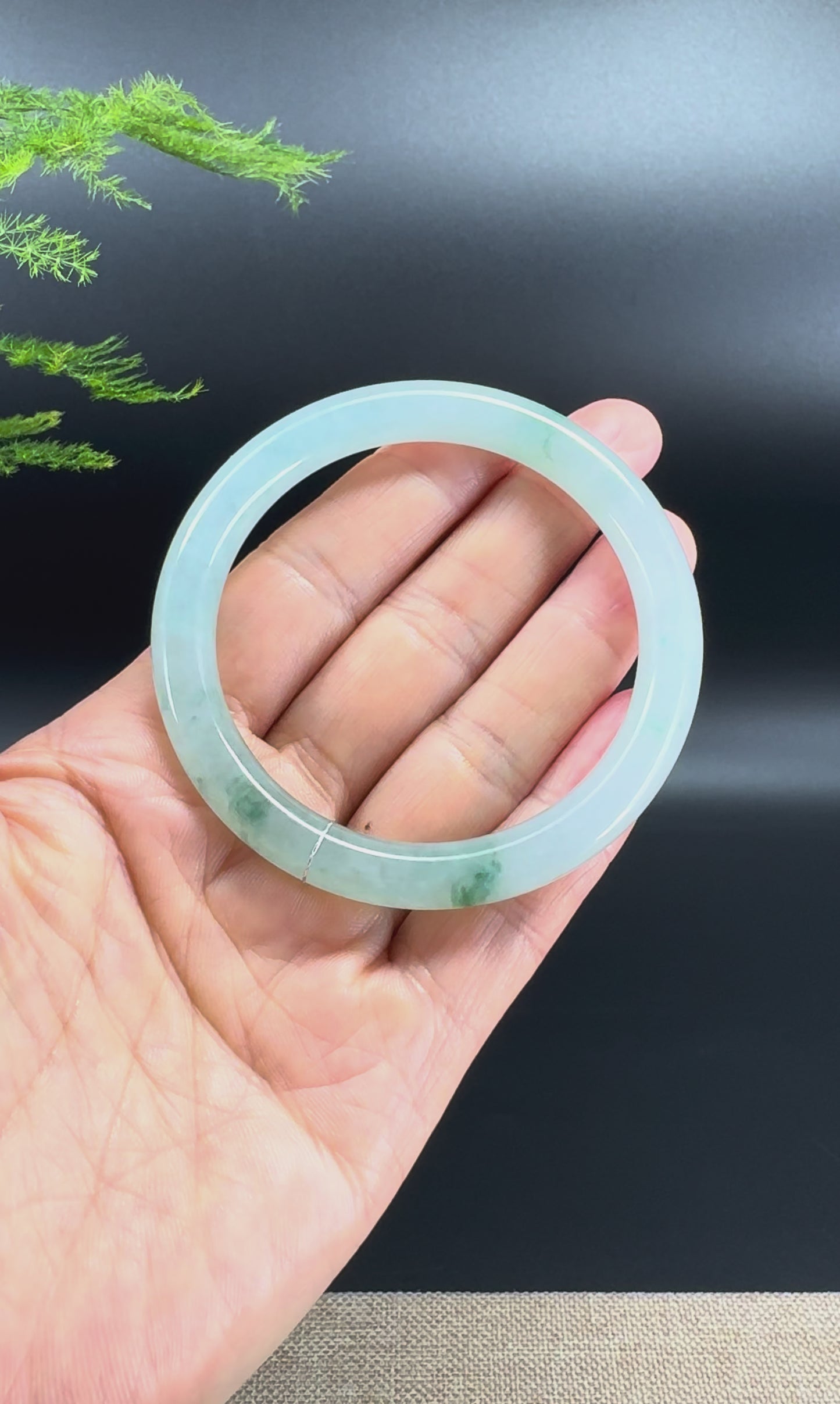 Genuine Burmese Icy Green Jade Jadeite Bangle Bracelet (54.8mm)
