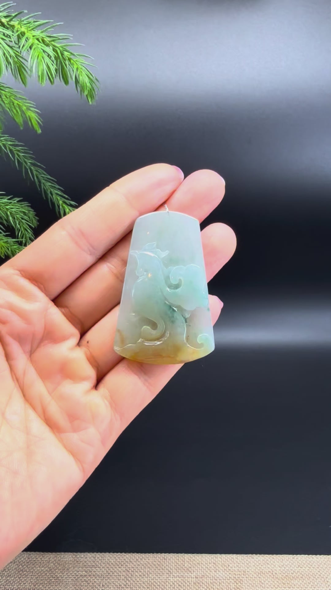 Load and play video in Gallery viewer, RealJade® Co. Natural Yellow Green Jadeite Jade Chicken Pendant
