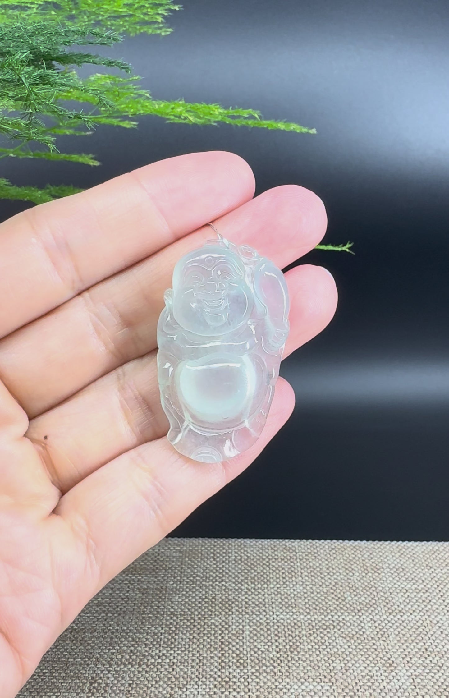 Load and play video in Gallery viewer, Genuine Burmese Jadeite Jade Happy Buddha Pendant
