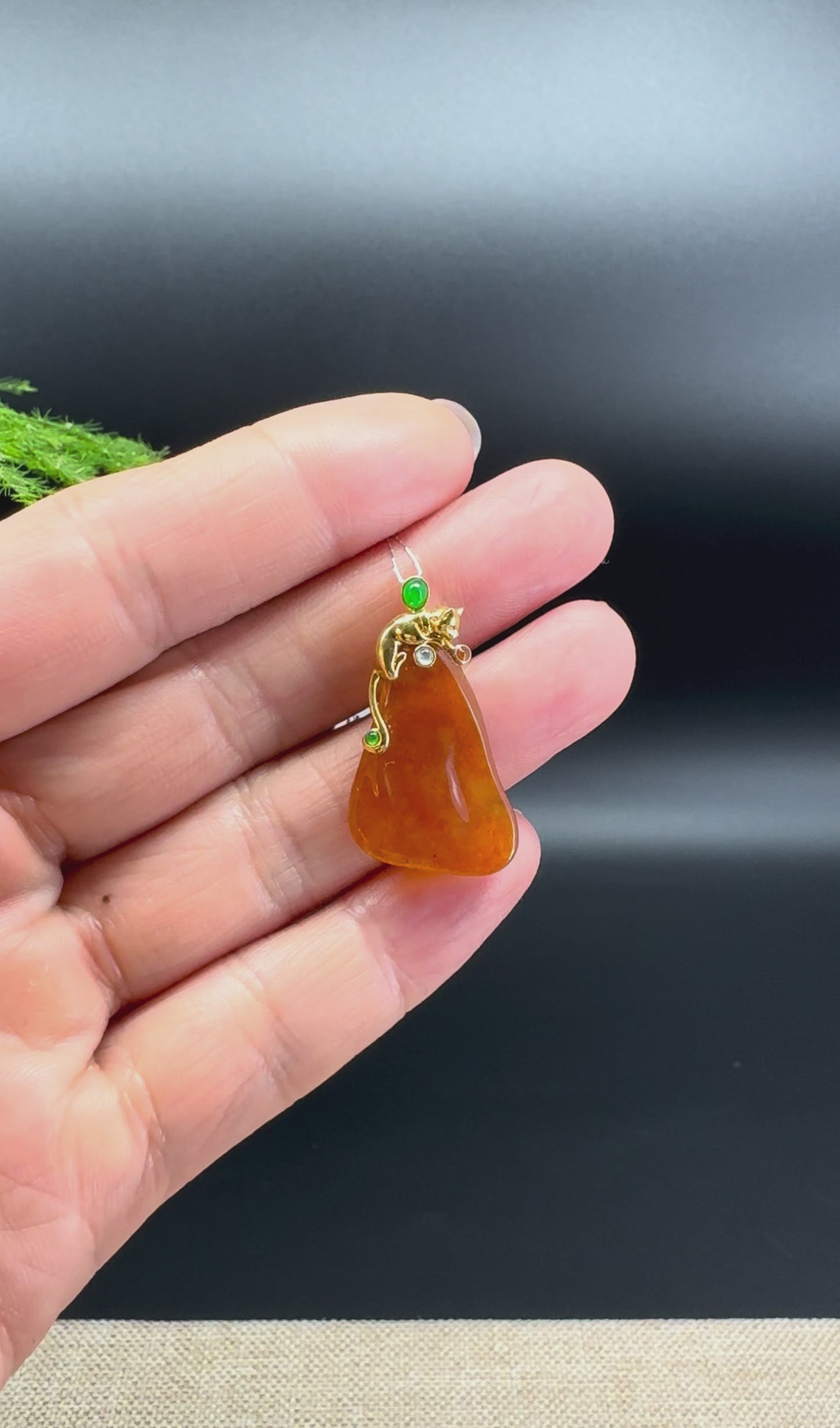 RealJade® Co. 18K Yellow Gold Genuine Red Jadeite Jade Pendant