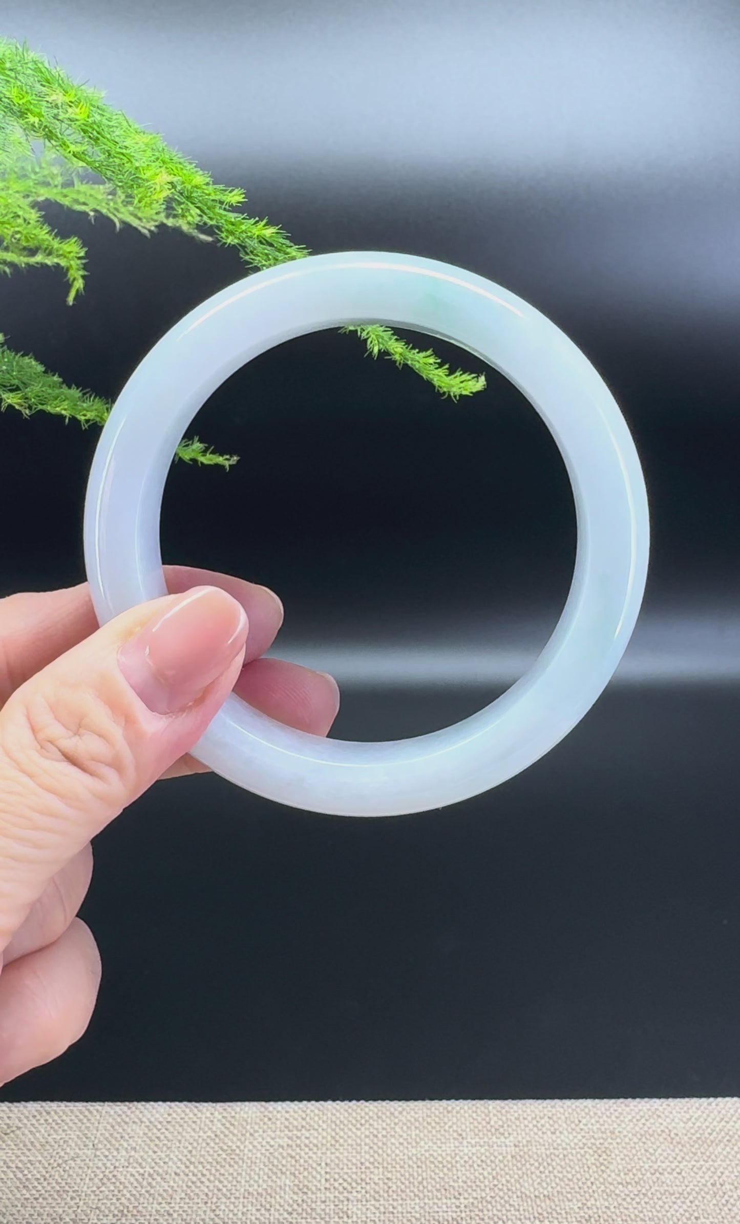 Genuine Burmese Lavender Green Jade Jadeite Bangle Bracelet ( 59.2mm )