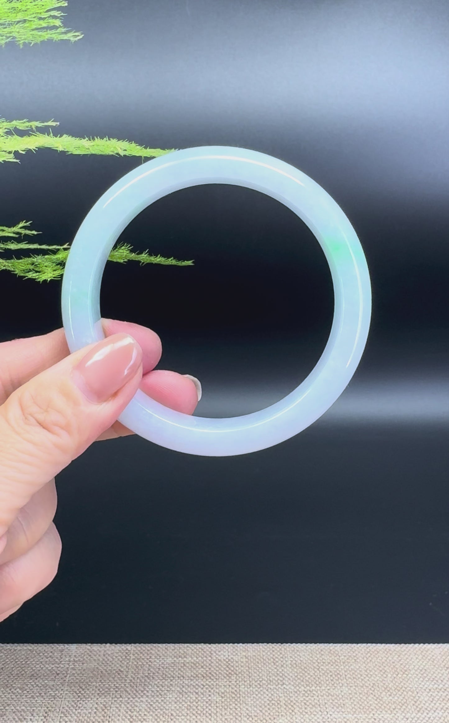 Load and play video in Gallery viewer, Genuine Burmese Icy Green Jadeite Jade Bangle Bracelet ( 59.8mm )
