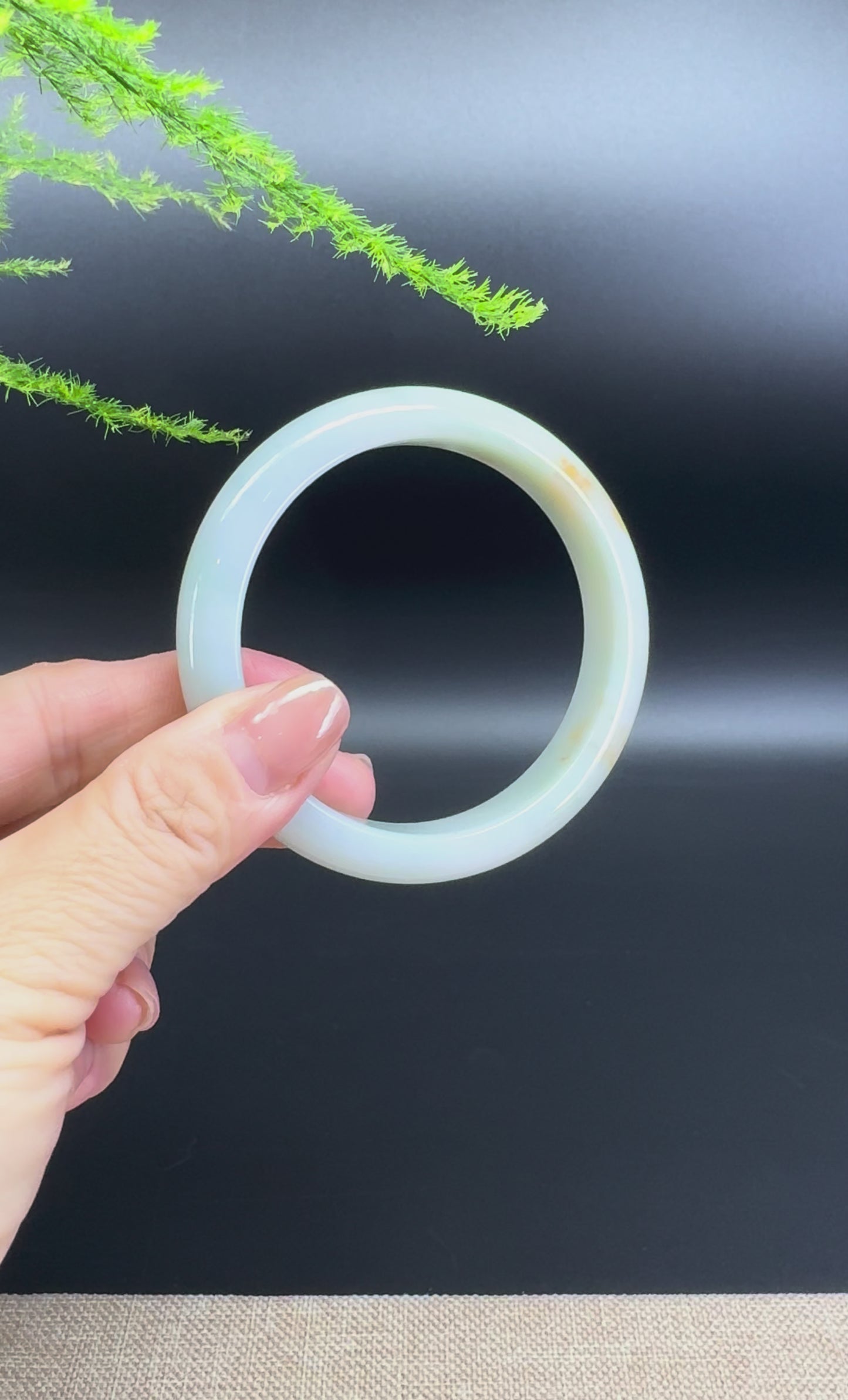 Genuine Burmese Yellow Green Jade Jadeite Bangle Bracelet ( 56.7mm )