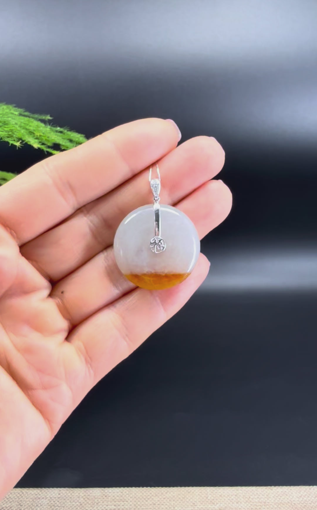 Load and play video in Gallery viewer, &amp;quot;Good Luck Button&amp;quot; Icy Red Jadeite Jade Lucky KouKou Pendant With 18K White Gold Bail
