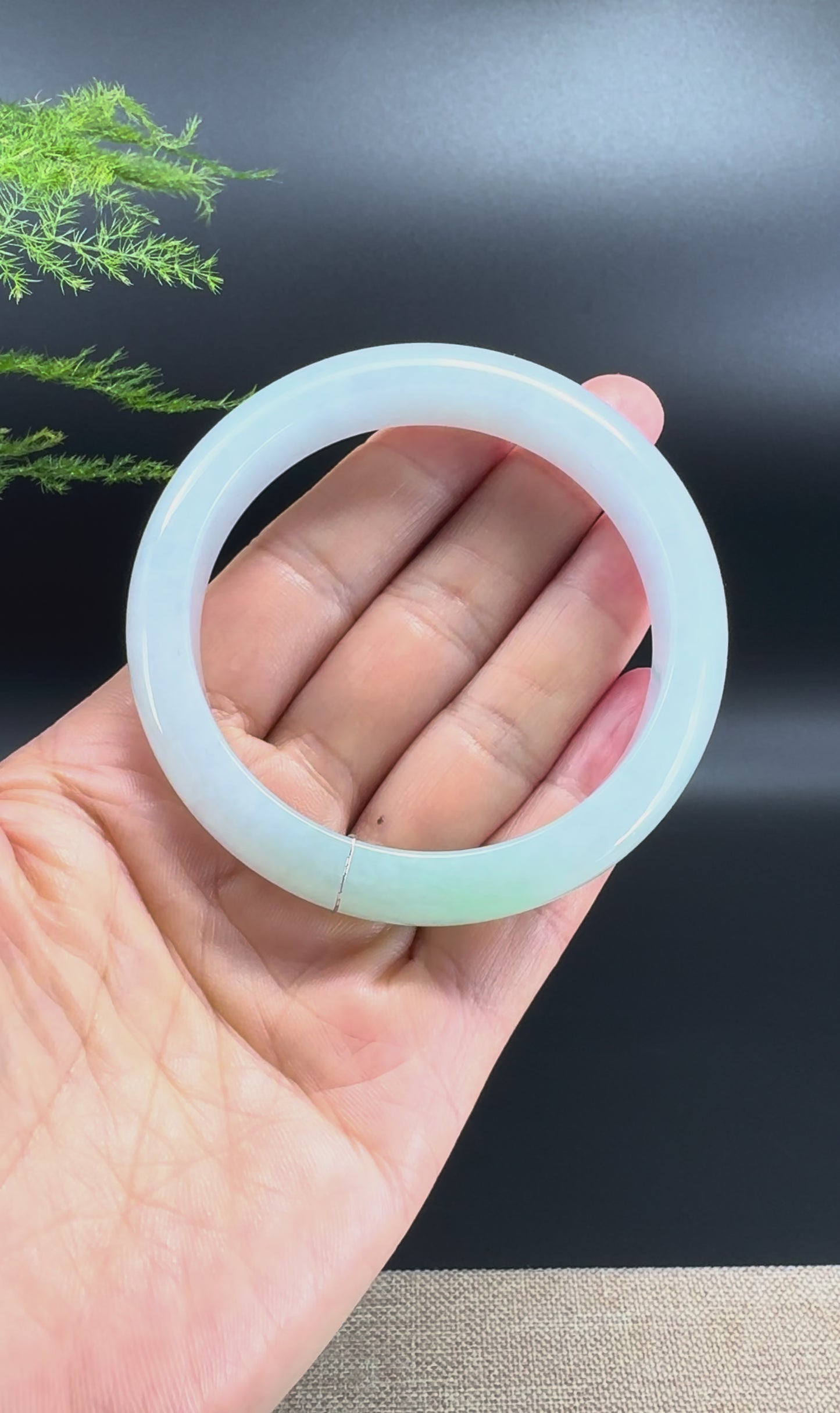 Load and play video in Gallery viewer, Genuine Burmese Icy Green Jade Jadeite Bangle Bracelet (58.4mm)
