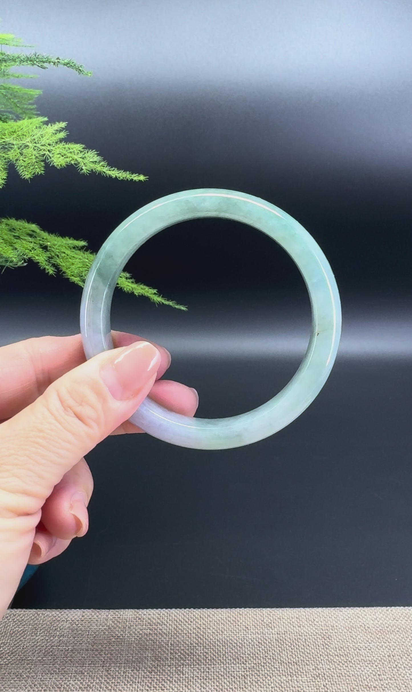 Genuine Burmese Lavender Green Jade Jadeite Bangle Bracelet ( 60mm )